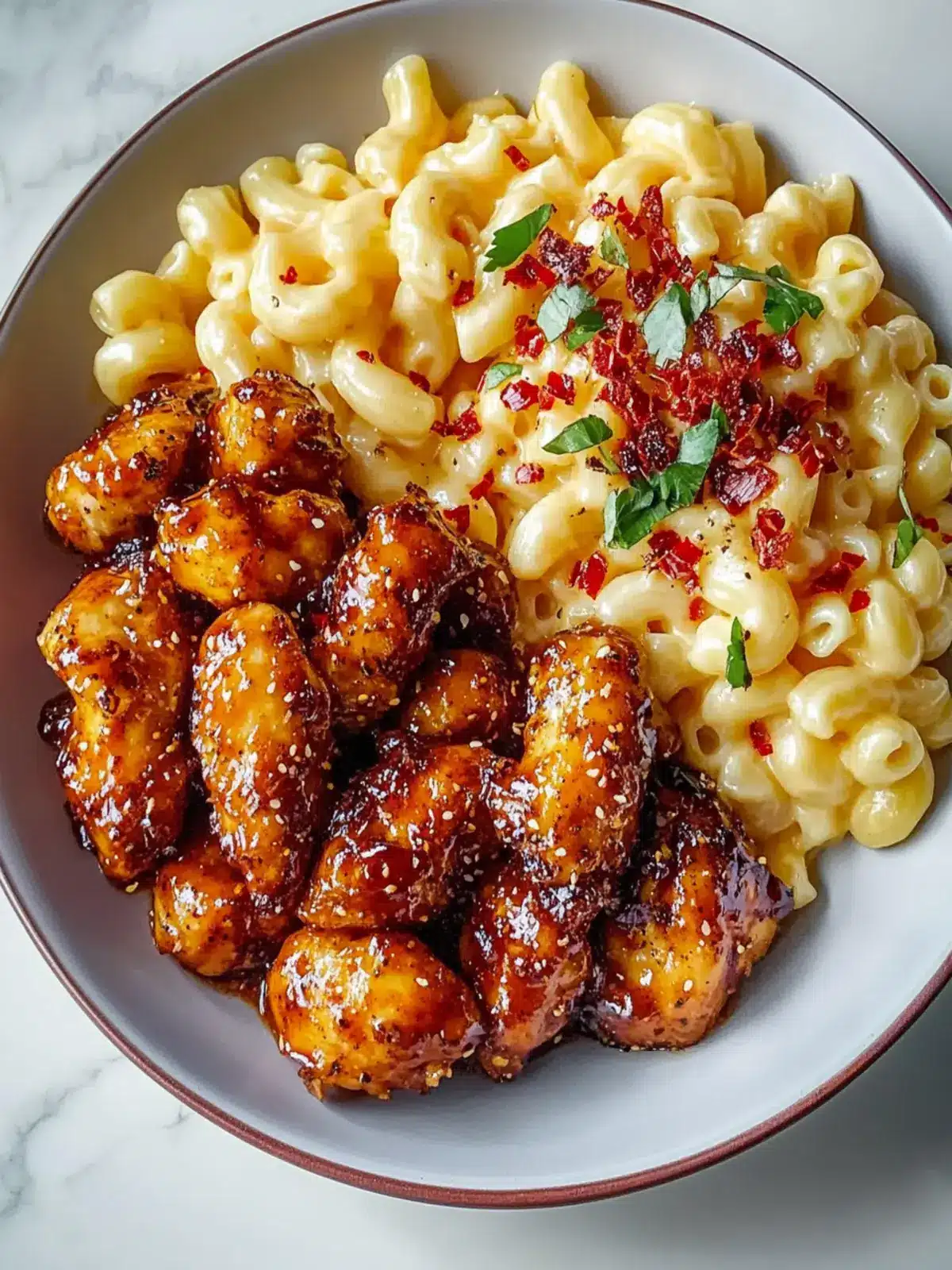 Sweet and Spicy Honey Pepper Chicken with Creamy Mac Bliss 5 Sweet and Spicy Honey Pepper Chicken with Creamy Mac and Cheese