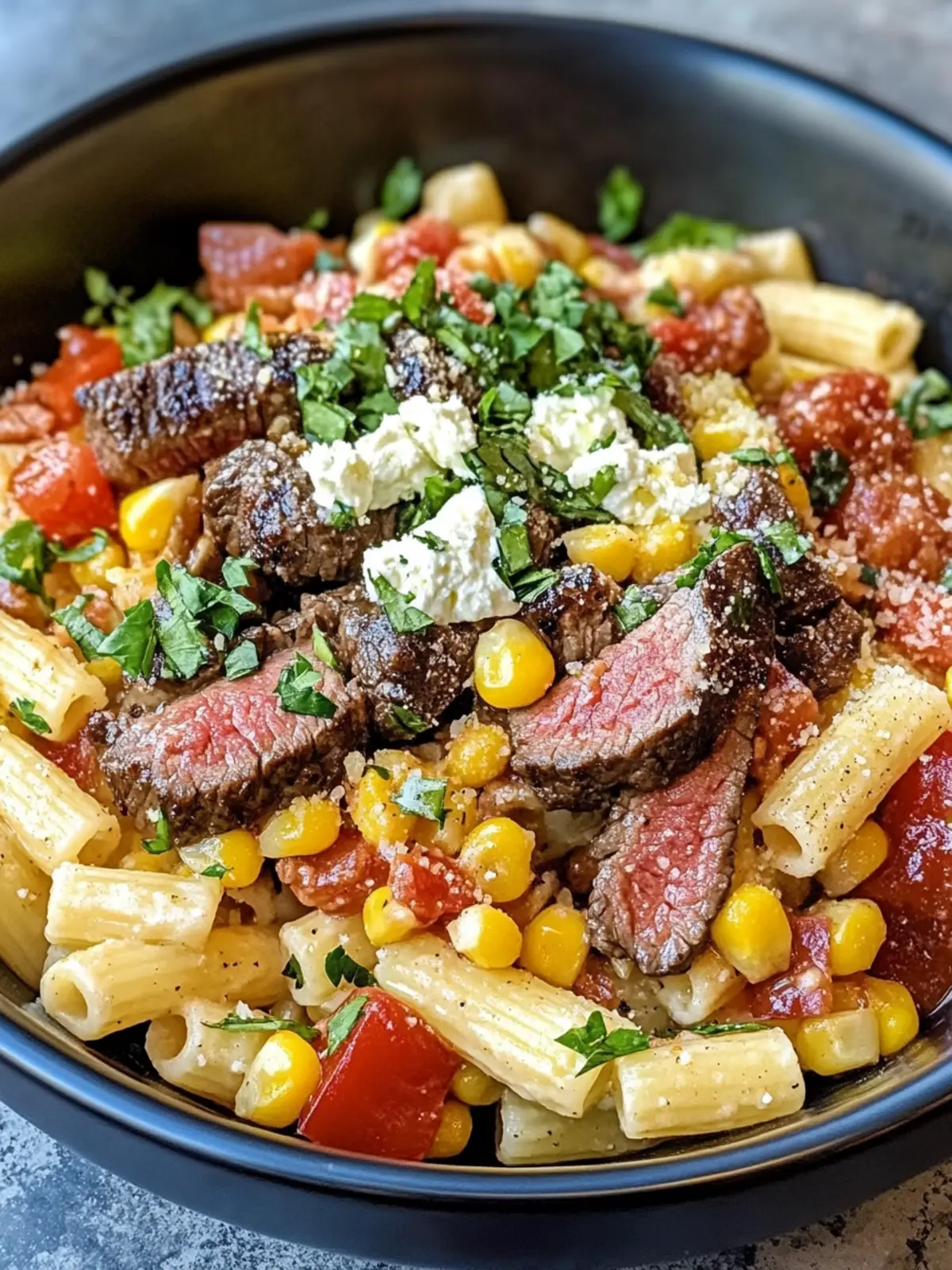 Savory Steak & Loaded Street Corn Pasta in 30 Minutes! 5 Steak & Loaded Street Corn Pasta