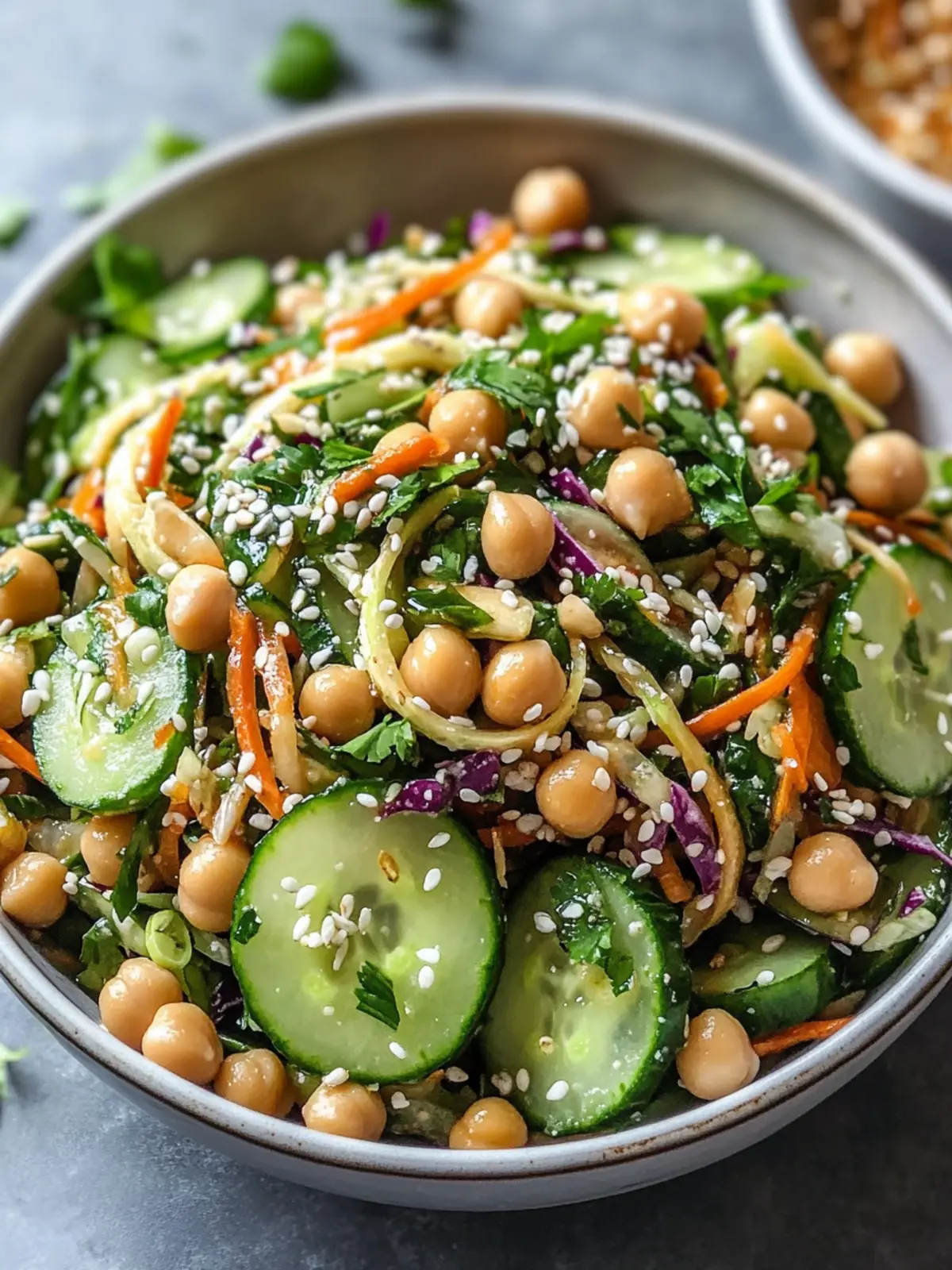 Delightful Asian Cucumber and Chickpea Slaw with Sesame Dressing 5 Asian Cucumber and Chickpea Slaw with Sesame Dressing