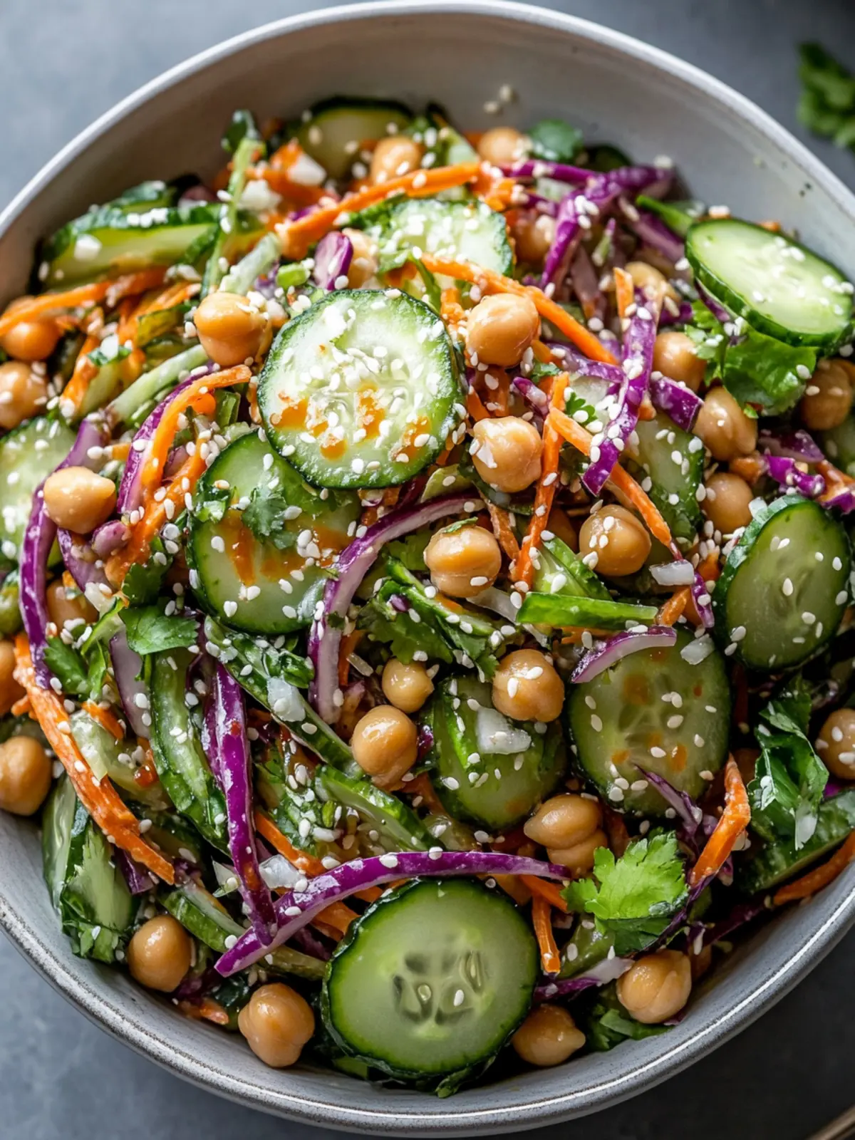 Delightful Asian Cucumber and Chickpea Slaw with Sesame Dressing 4 Asian Cucumber and Chickpea Slaw with Sesame Dressing