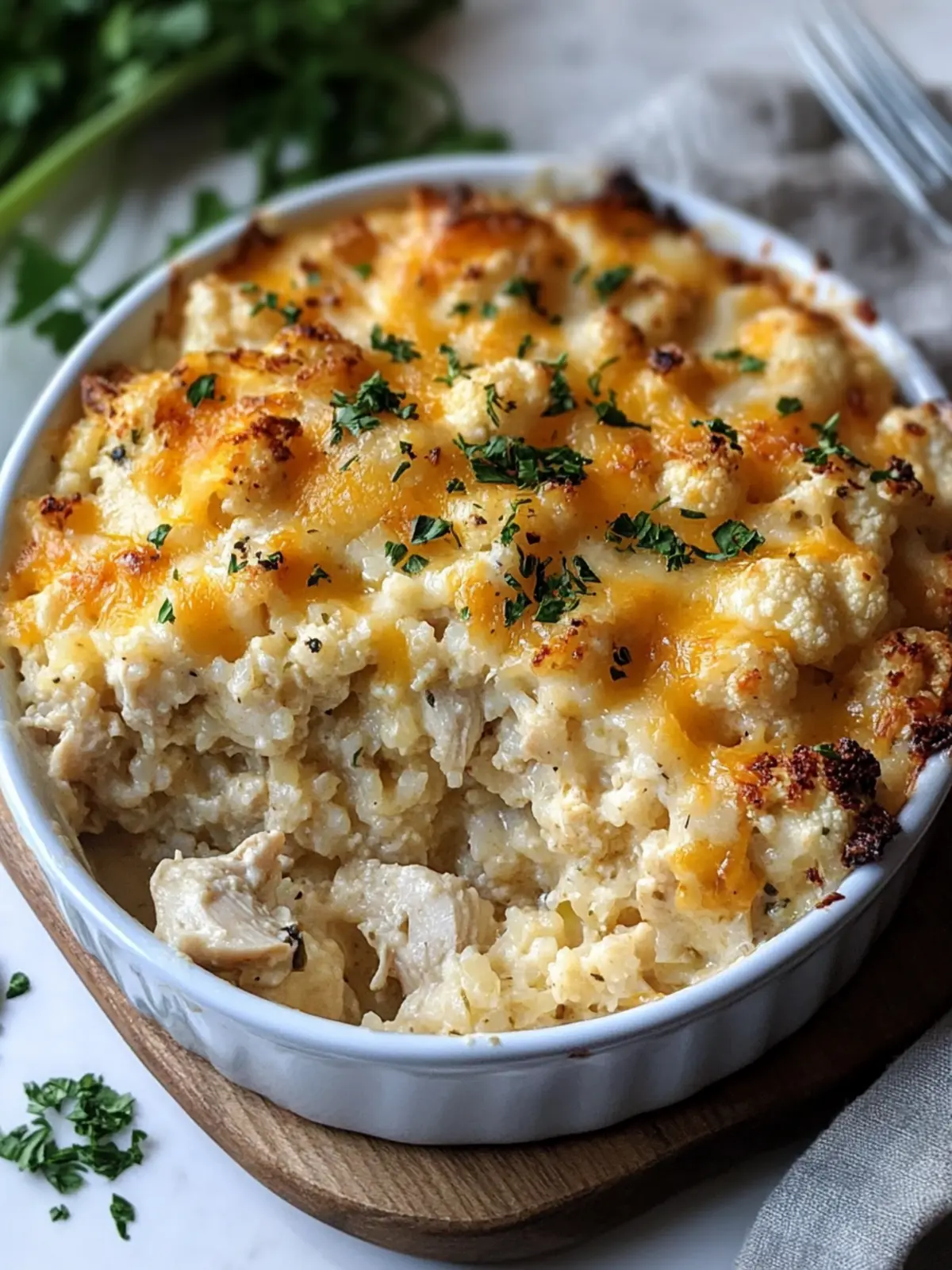 Cheesy Chicken Riced Cauliflower Casserole for Guilt-Free Comfort 3 Cheesy Chicken Riced Cauliflower Casserole