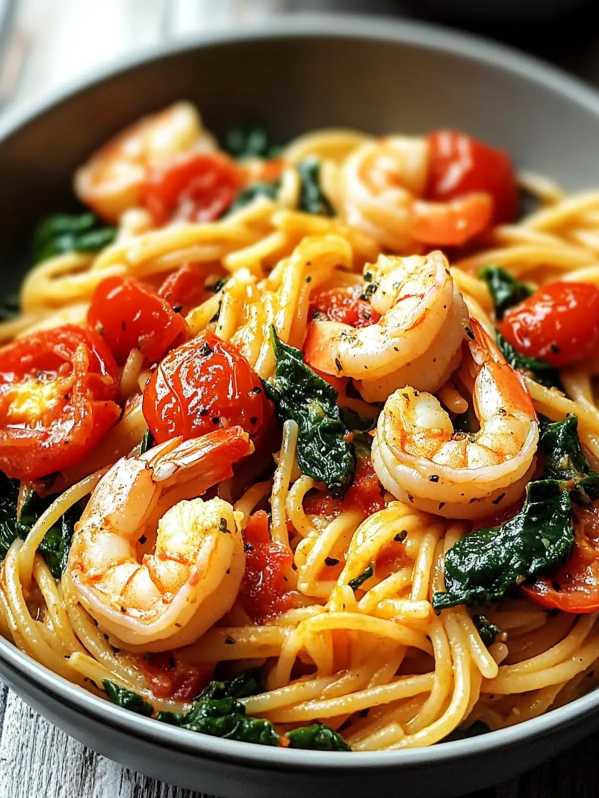 Quick Tomato Spinach Shrimp Pasta for Busy Weeknights 2 Tomato Spinach Shrimp Pasta