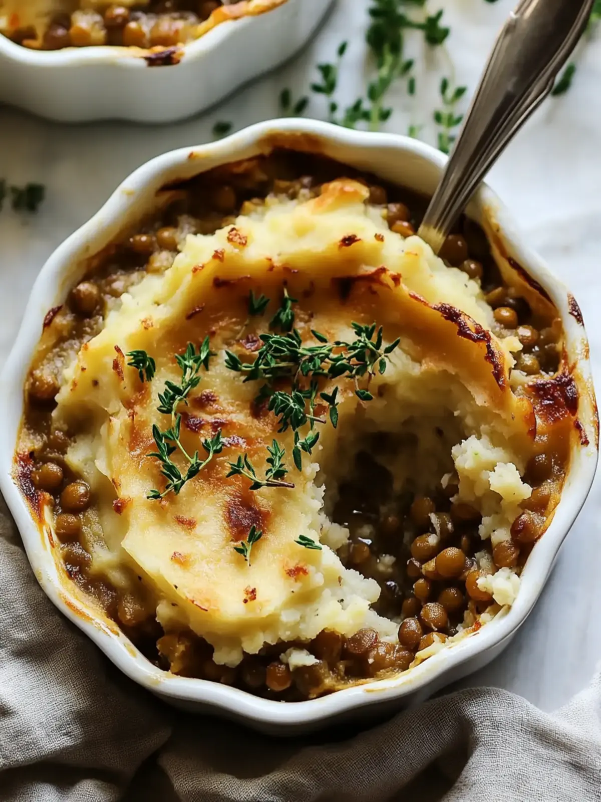 Hearty Vegan French Onion Shepherd's Pie: Comfort in Every Bite 2 Vegan French Onion Shepherd's Pie with Lentils & Cauliflower Potato Mash