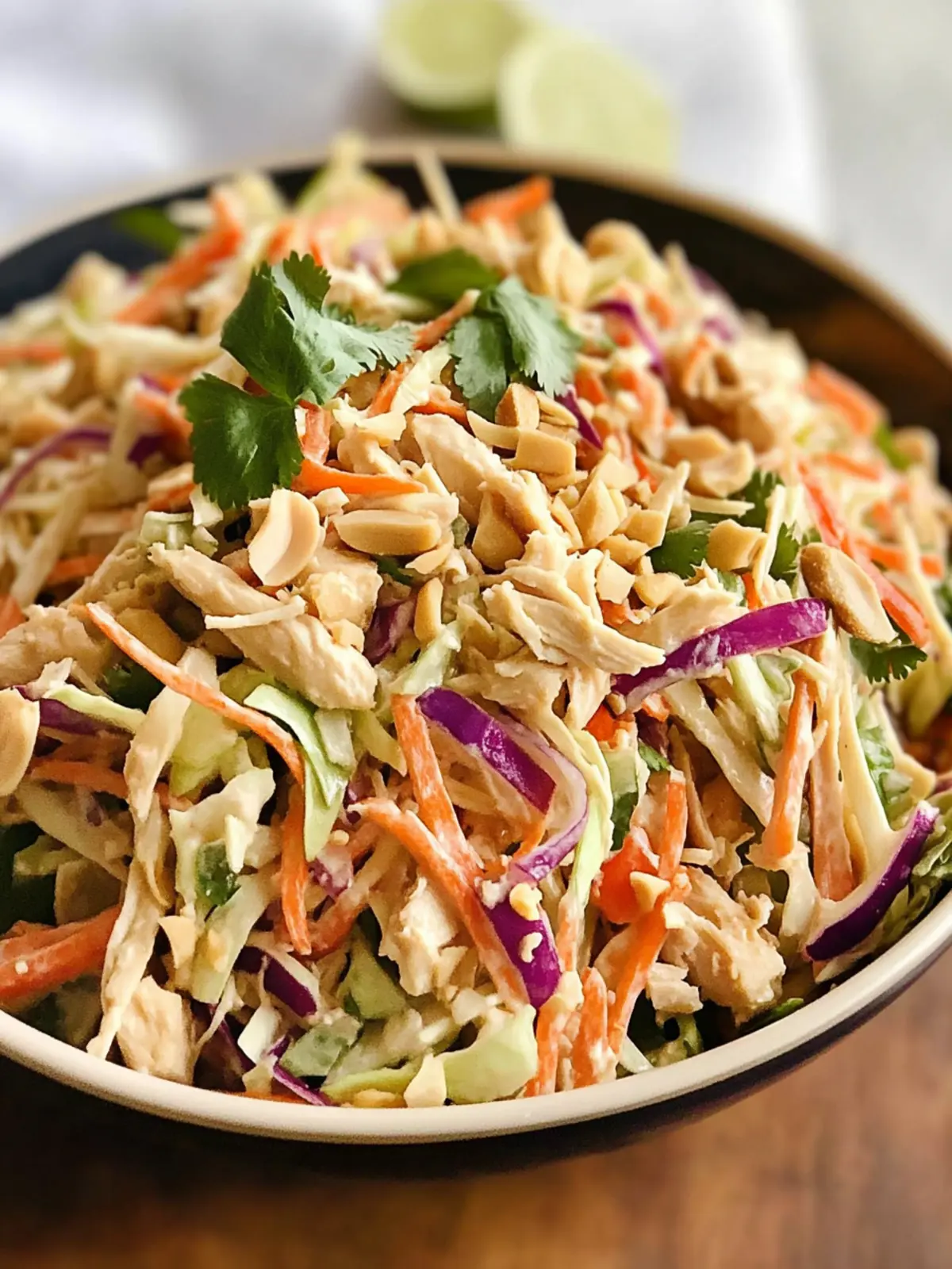 Delicious Thai Peanut Chicken Crunch Slaw Salad You’ll Love! 2 Thai Peanut Chicken Crunch Slaw Salad