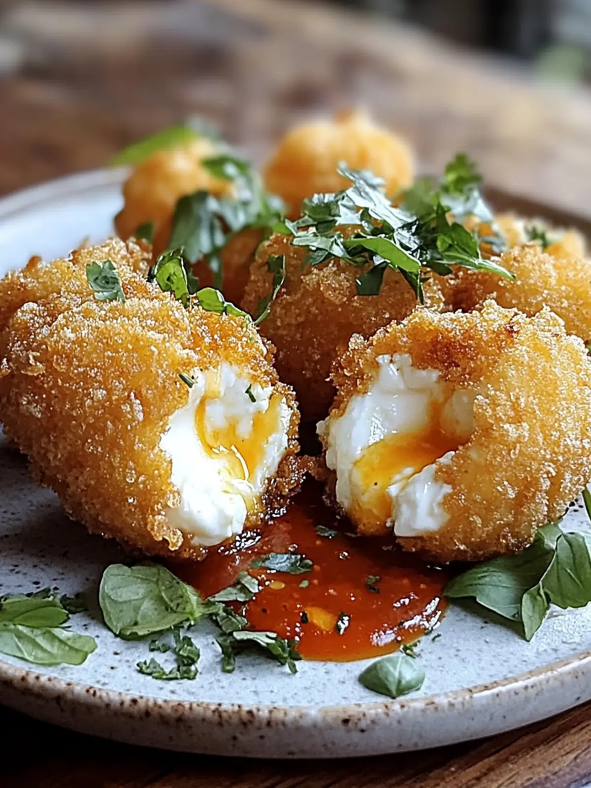 Crispy Fried Burrata with Spicy Dipping Sauce You'll Love 4 Crispy Fried Burrata with Spicy Dipping Sauce