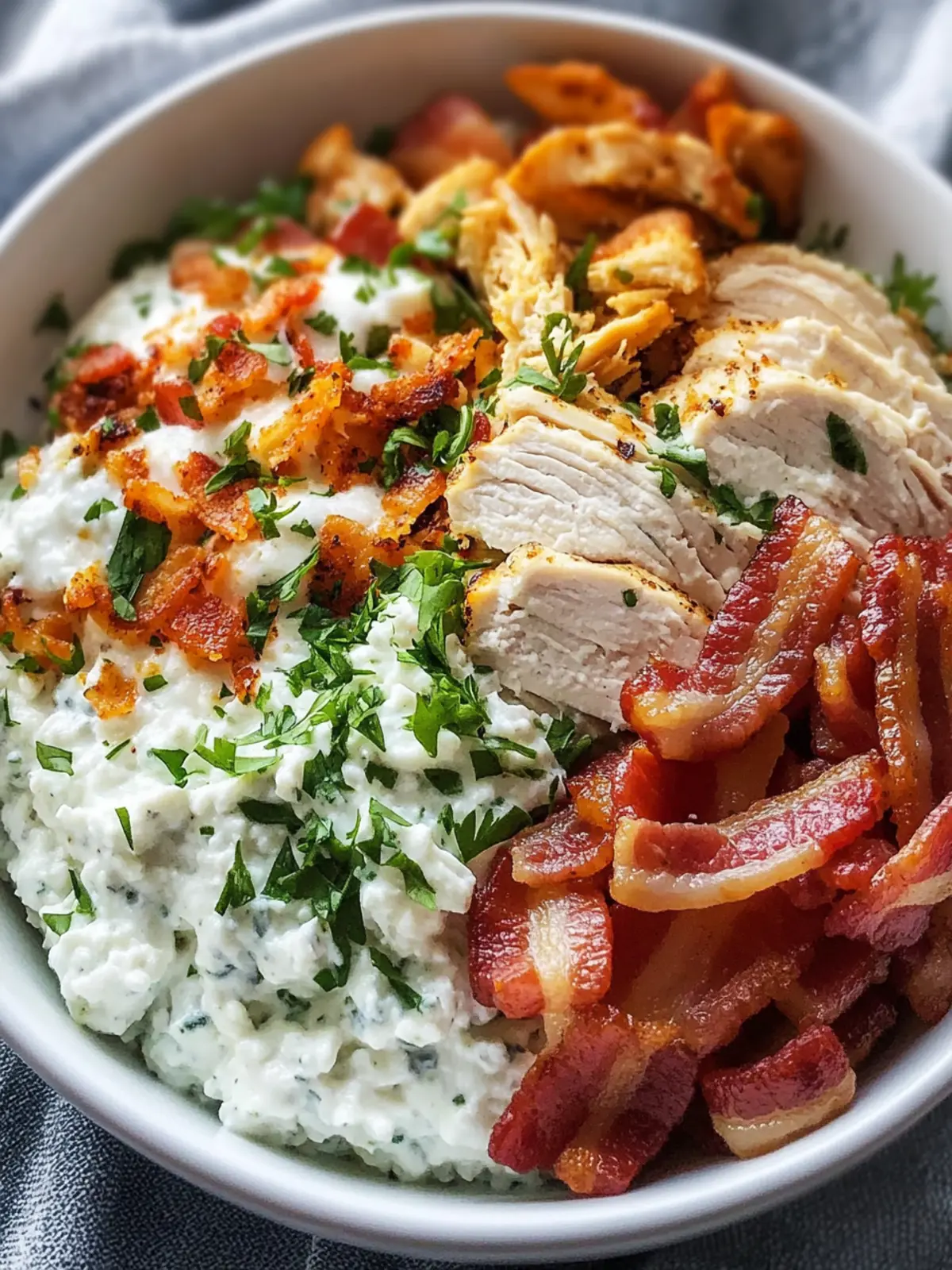 Chicken Bacon Ranch Cottage Cheese Bowl: Quick & Protein-Packed! 2 Chicken Bacon Ranch Cottage Cheese Bowl