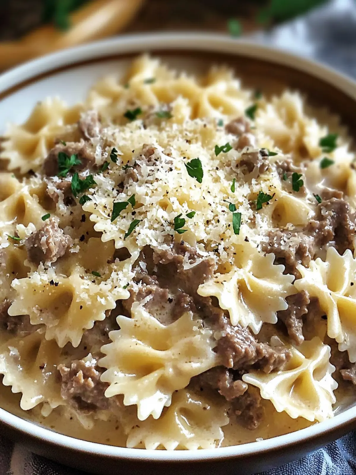 Creamy Parmesan Garlic Beef Bowtie Pasta in Just 30 Minutes 5 Creamy Parmesan Garlic Beef Bowtie Pasta