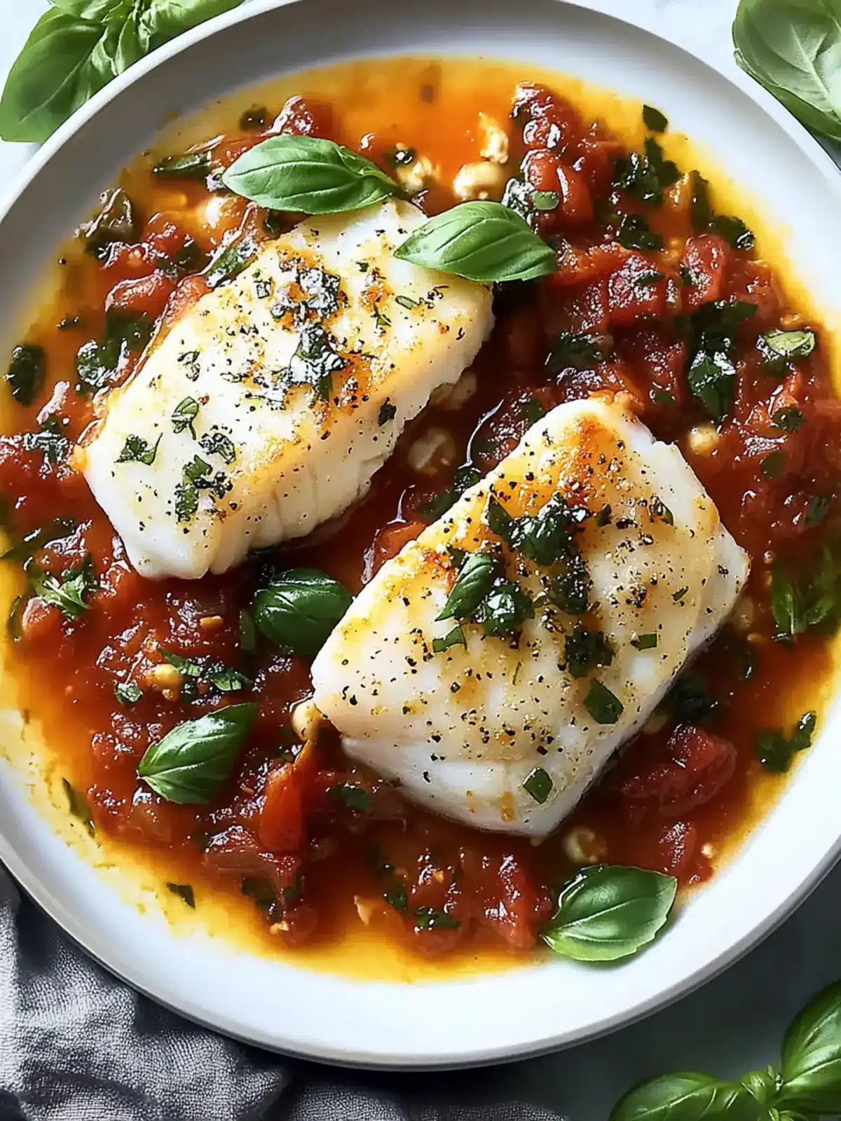 Elevate Dinner with Mediterranean Cod in Tomato Basil Sauce 2 Mediterranean Cod in Tomato Basil Sauce