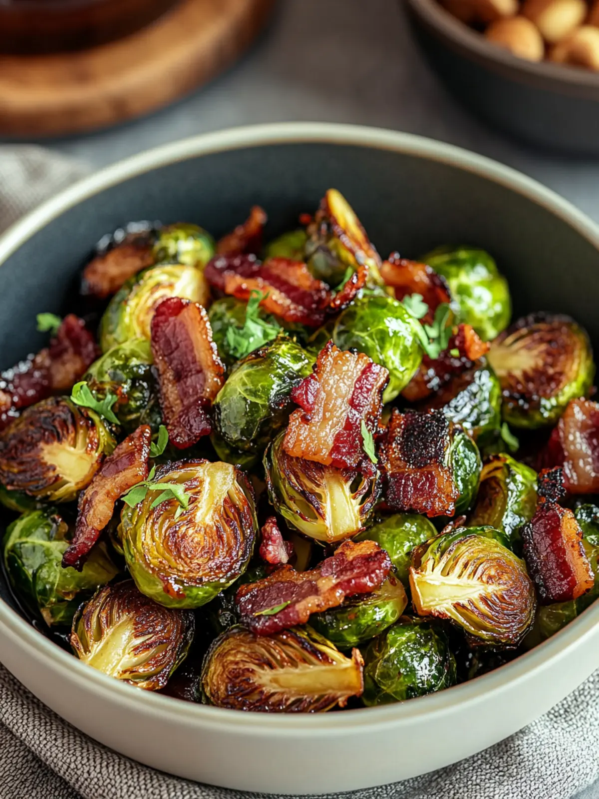 Honey Sriracha Glazed Brussels Sprouts with Bacon Bliss 2 Honey Sriracha Glazed Brussels Sprouts with Bacon