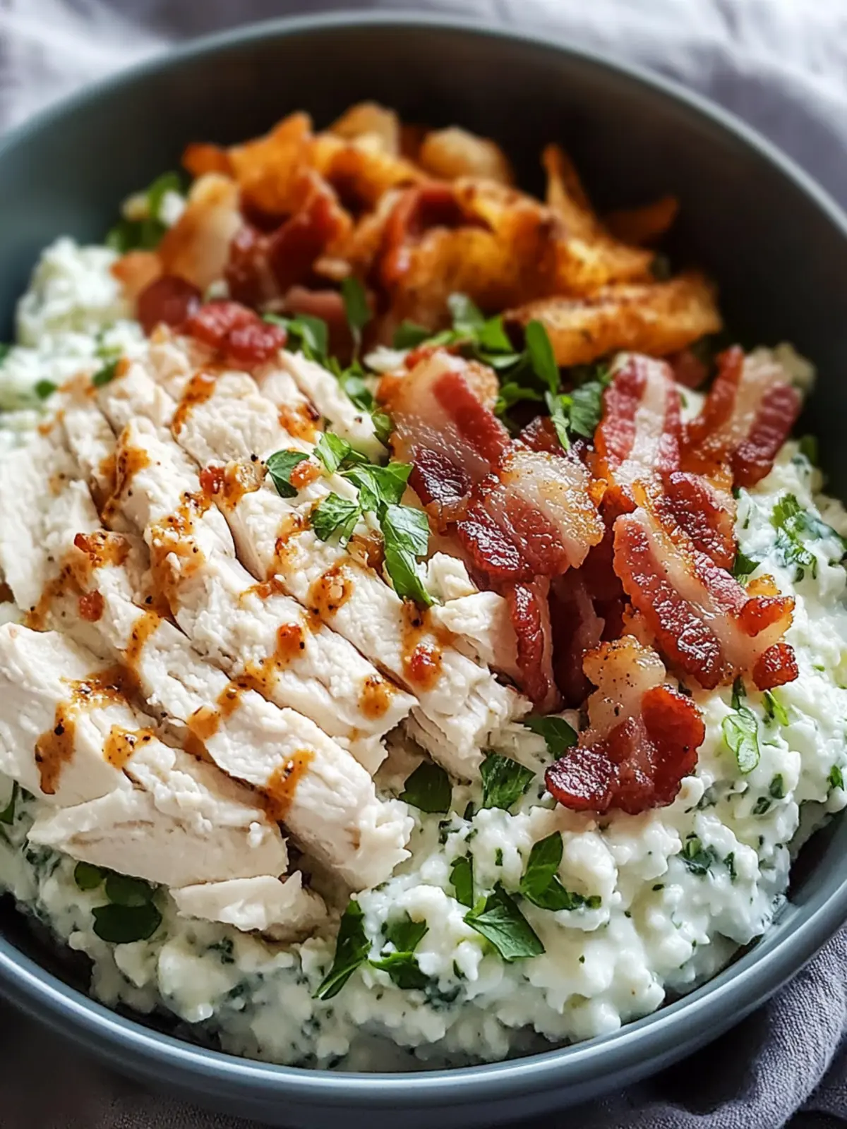 Chicken Bacon Ranch Cottage Cheese Bowl: Quick & Protein-Packed! 4 Chicken Bacon Ranch Cottage Cheese Bowl