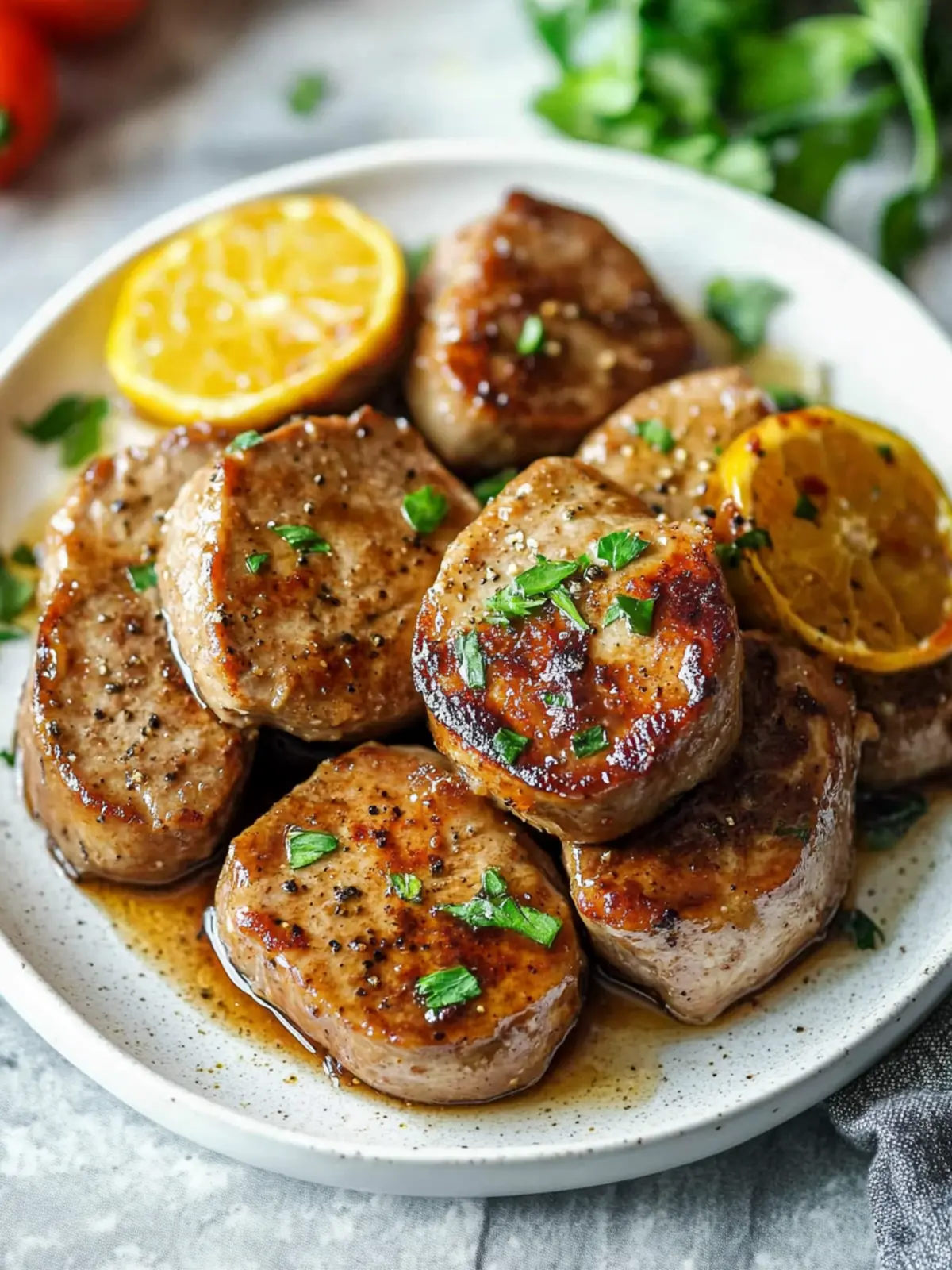 Savoring Pork Medallions in Rich Onion Gravy Bliss 4 Pork Medallions