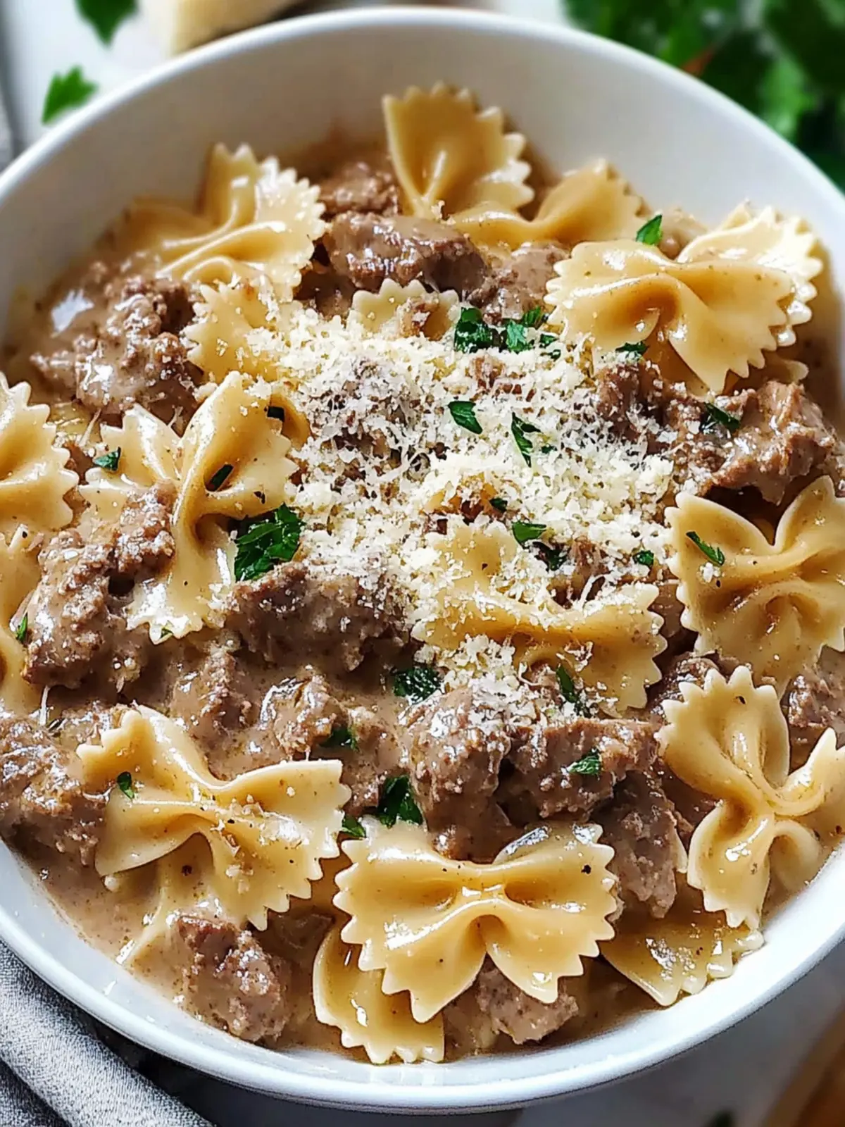 Creamy Parmesan Garlic Beef Bowtie Pasta in Just 30 Minutes 2 Creamy Parmesan Garlic Beef Bowtie Pasta