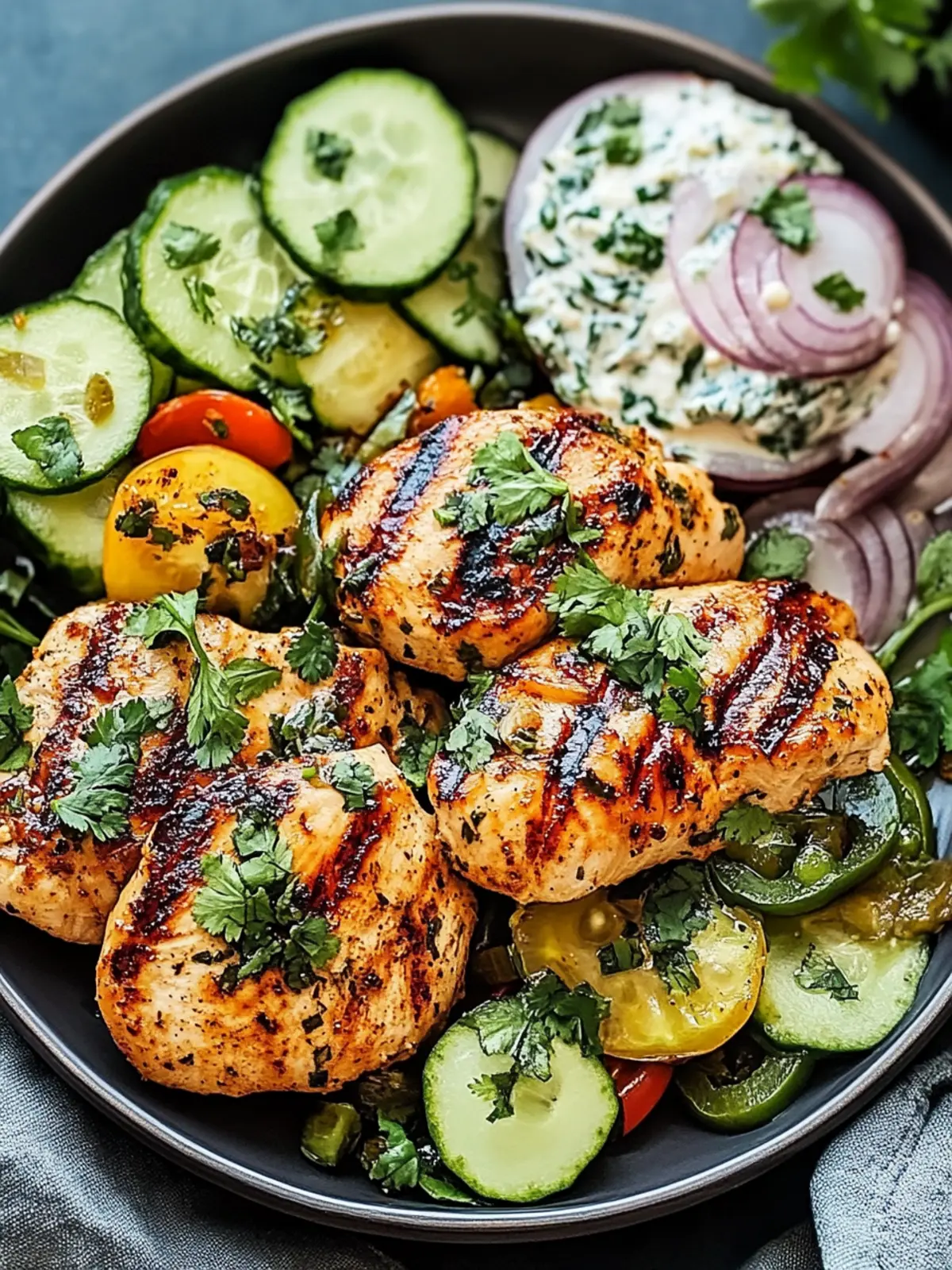 Spicy Mediterranean Chicken Meal with Creamy Cucumber Salad 4 Spicy Mediterranean Chicken Meal