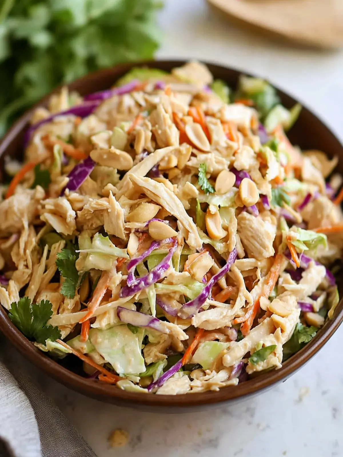 Delicious Thai Peanut Chicken Crunch Slaw Salad You’ll Love! 4 Thai Peanut Chicken Crunch Slaw Salad