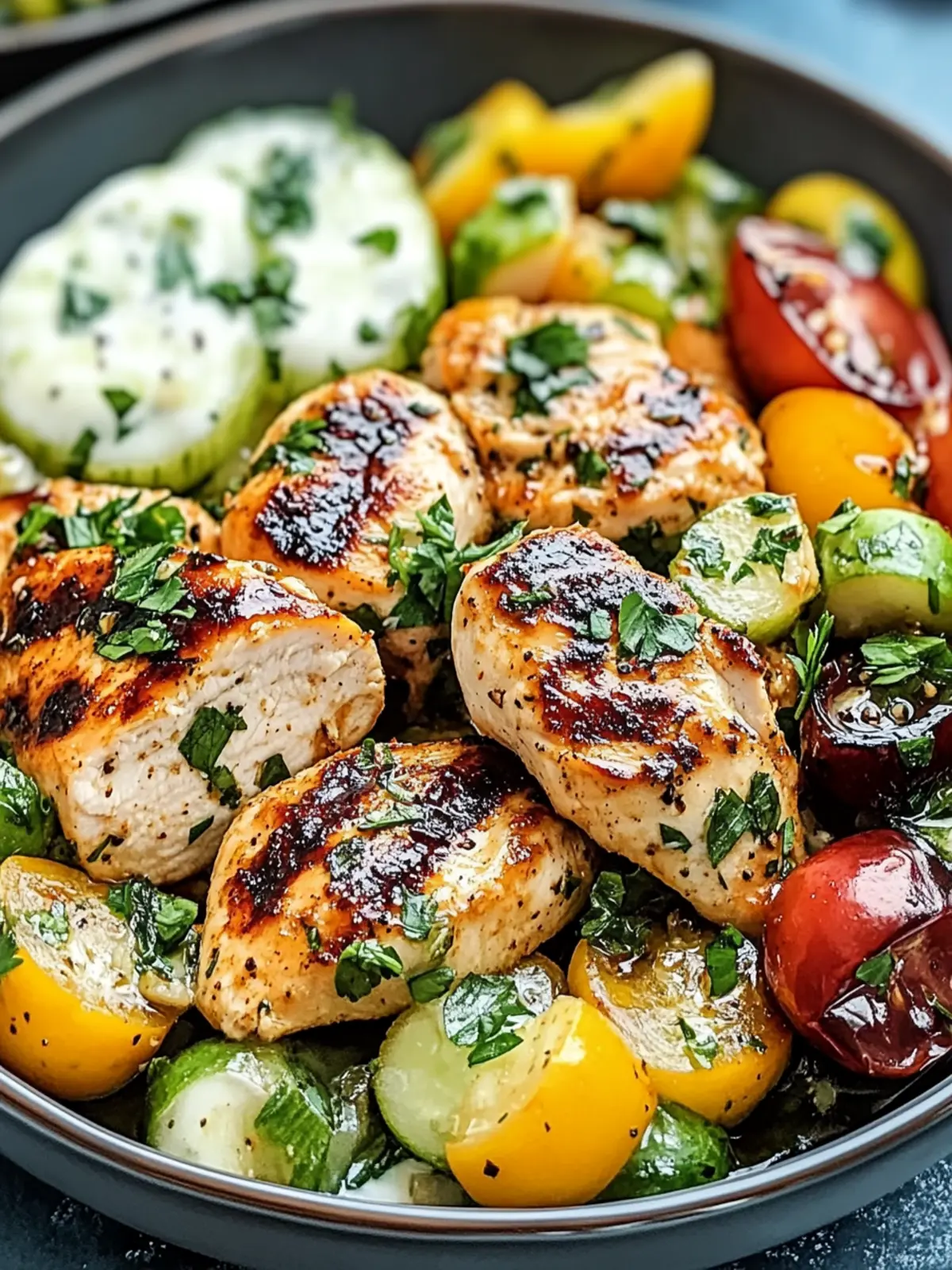 Spicy Mediterranean Chicken Meal with Creamy Cucumber Salad 2 Spicy Mediterranean Chicken Meal