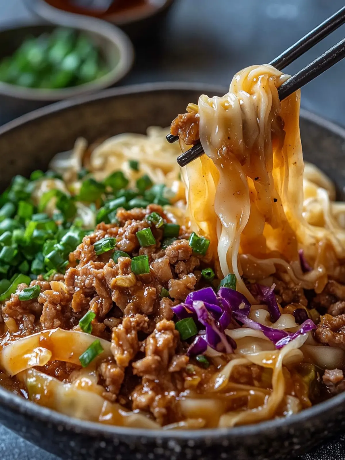 Savory Potsticker Noodle Bowl with Pork & Cabbage Slaw Delight 2 Potsticker Noodle Bowl with Pork & Cabbage Slaw