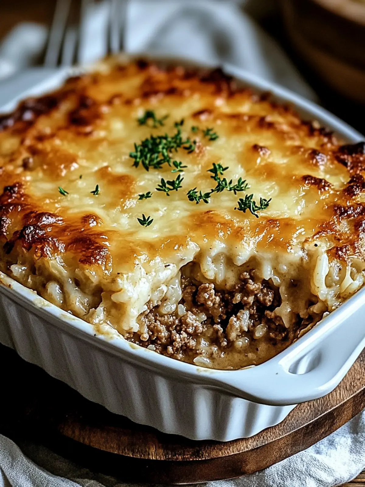 Savory French Onion Ground Beef and Rice Casserole Magic 2 Savory French Onion Ground Beef and Rice Casserole