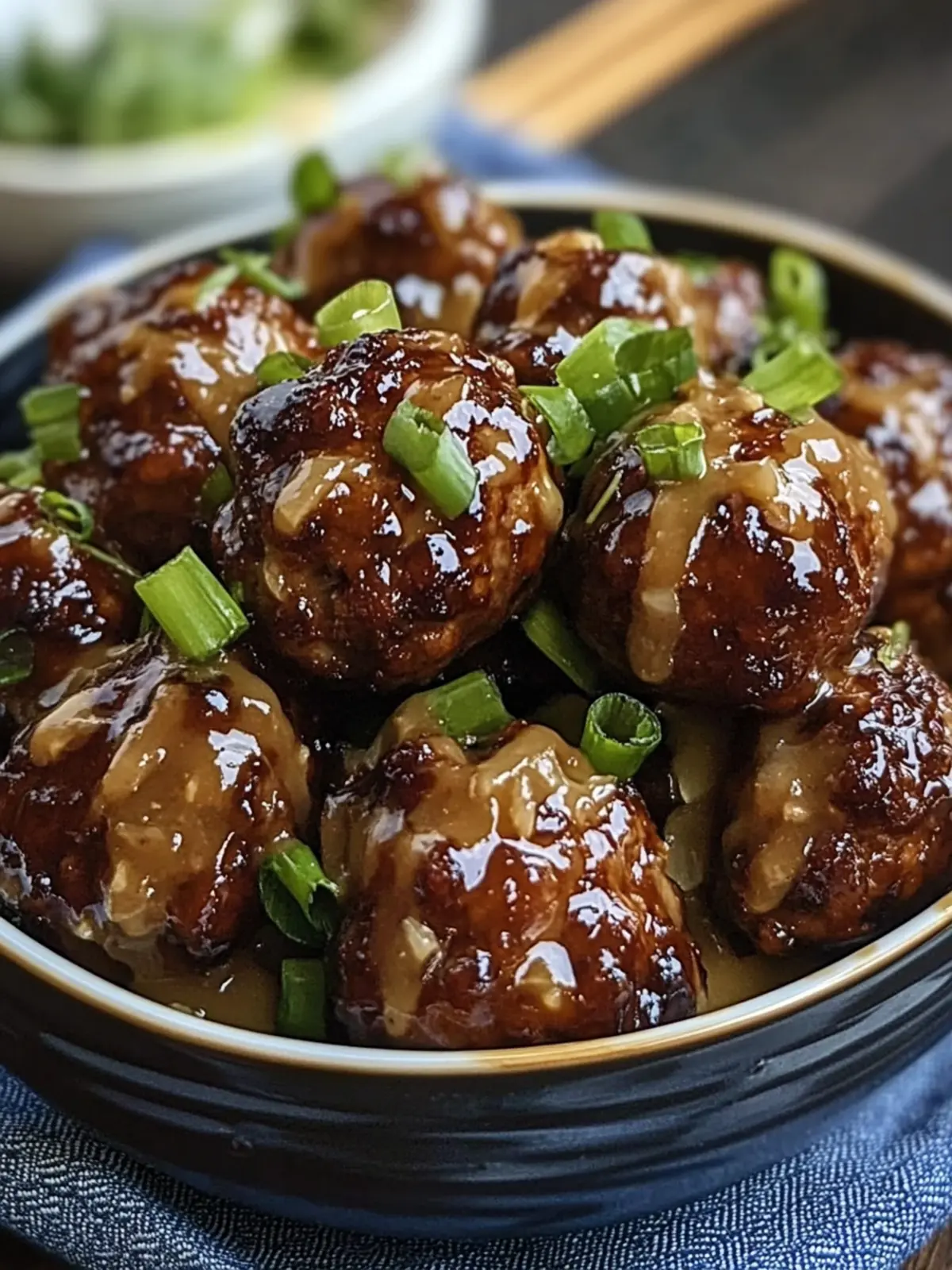 Savory Sticky Hoisin Meatballs with Zesty Scallion Sauce 2 Sticky Hoisin Meatballs with Scallion Sauce