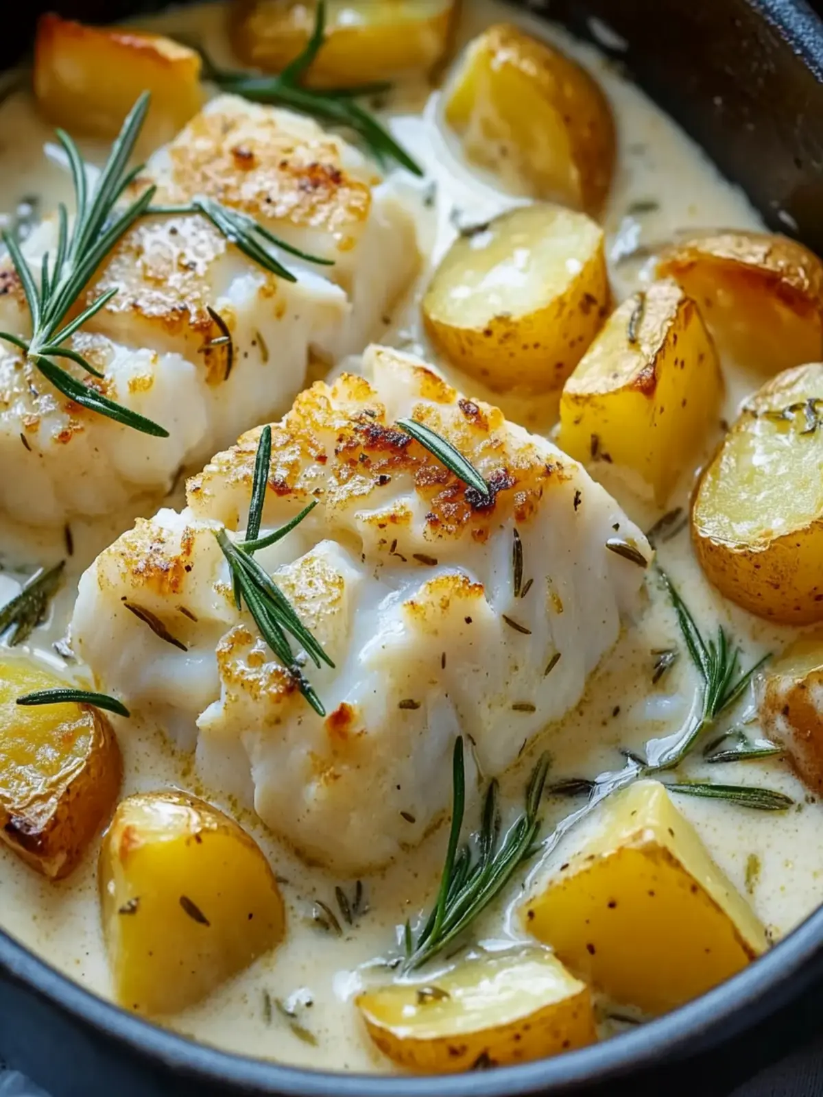 Cod & Potatoes in Rosemary Cream Sauce for Comforting Dinners 3 Cod & Potatoes in Rosemary Cream Sauce