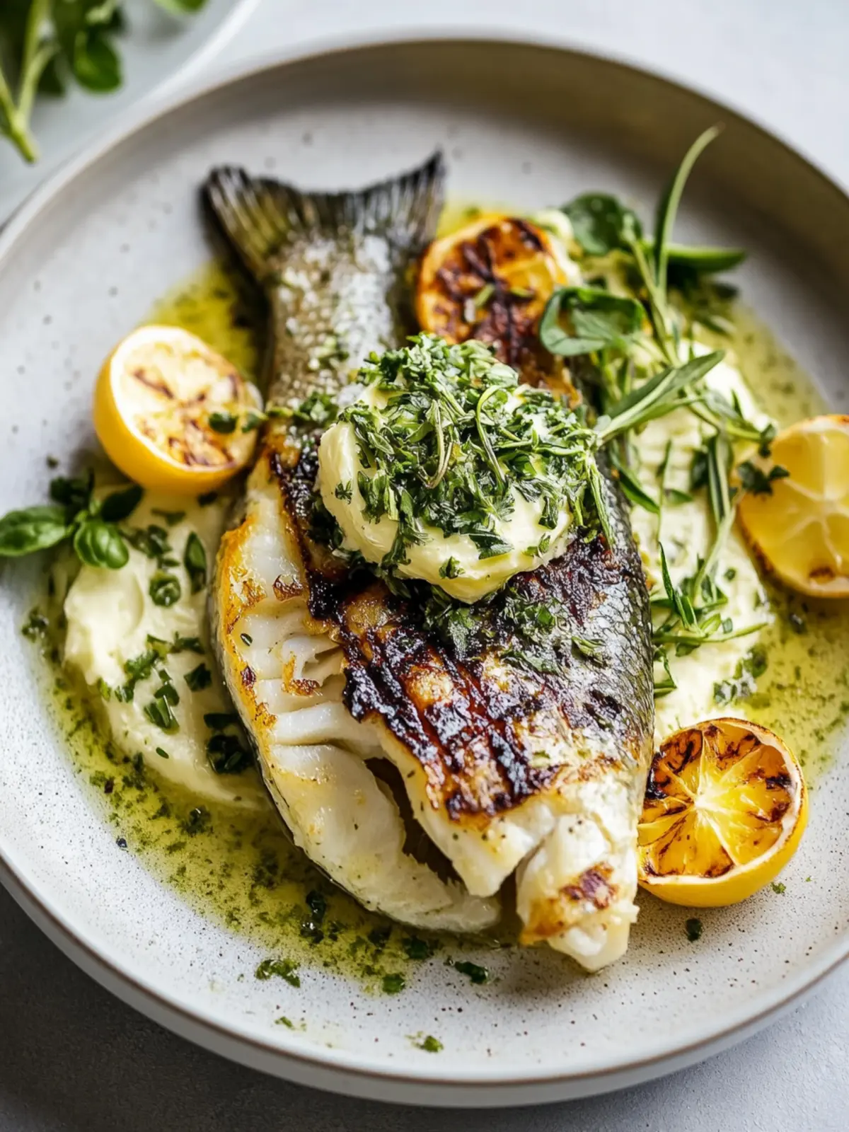 Savor Grilled Sea Bass with Herb Butter for a Gourmet Home Feast 4 Grilled Sea Bass with Herb Butter