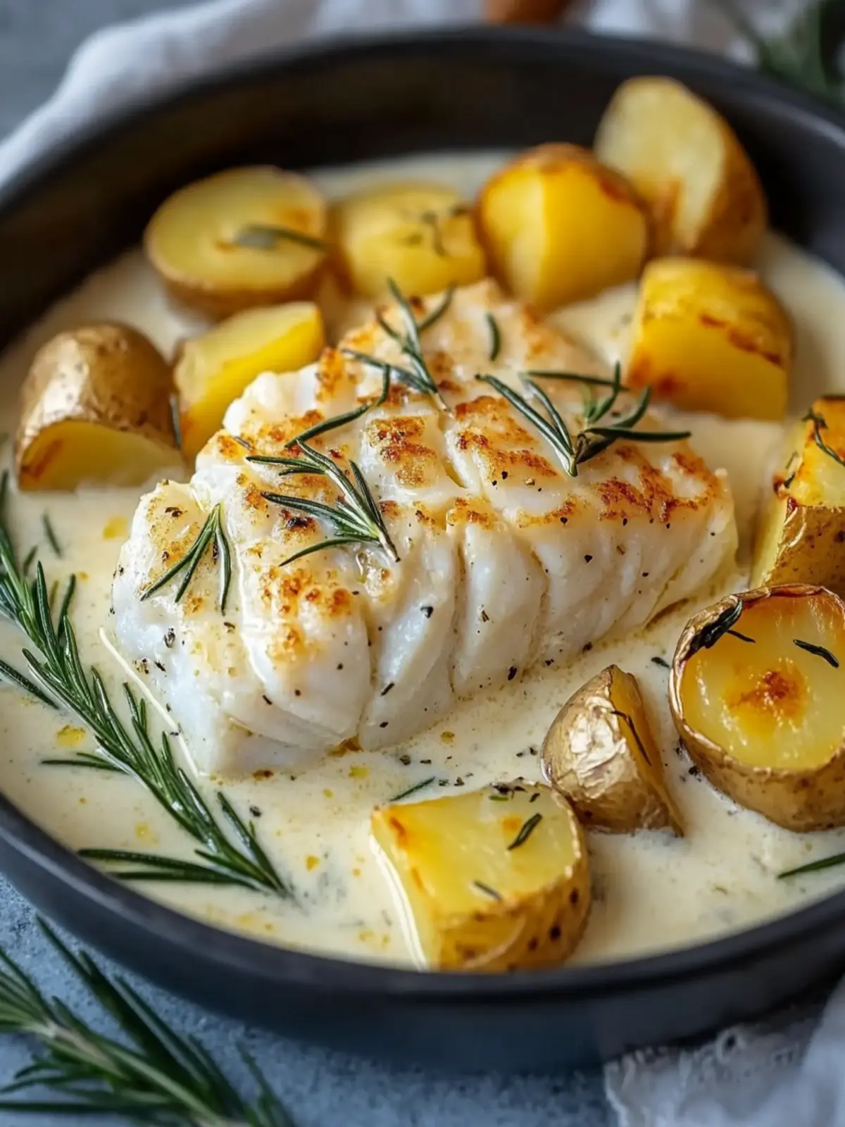 Cod & Potatoes in Rosemary Cream Sauce for Comforting Dinners 5 Cod & Potatoes in Rosemary Cream Sauce