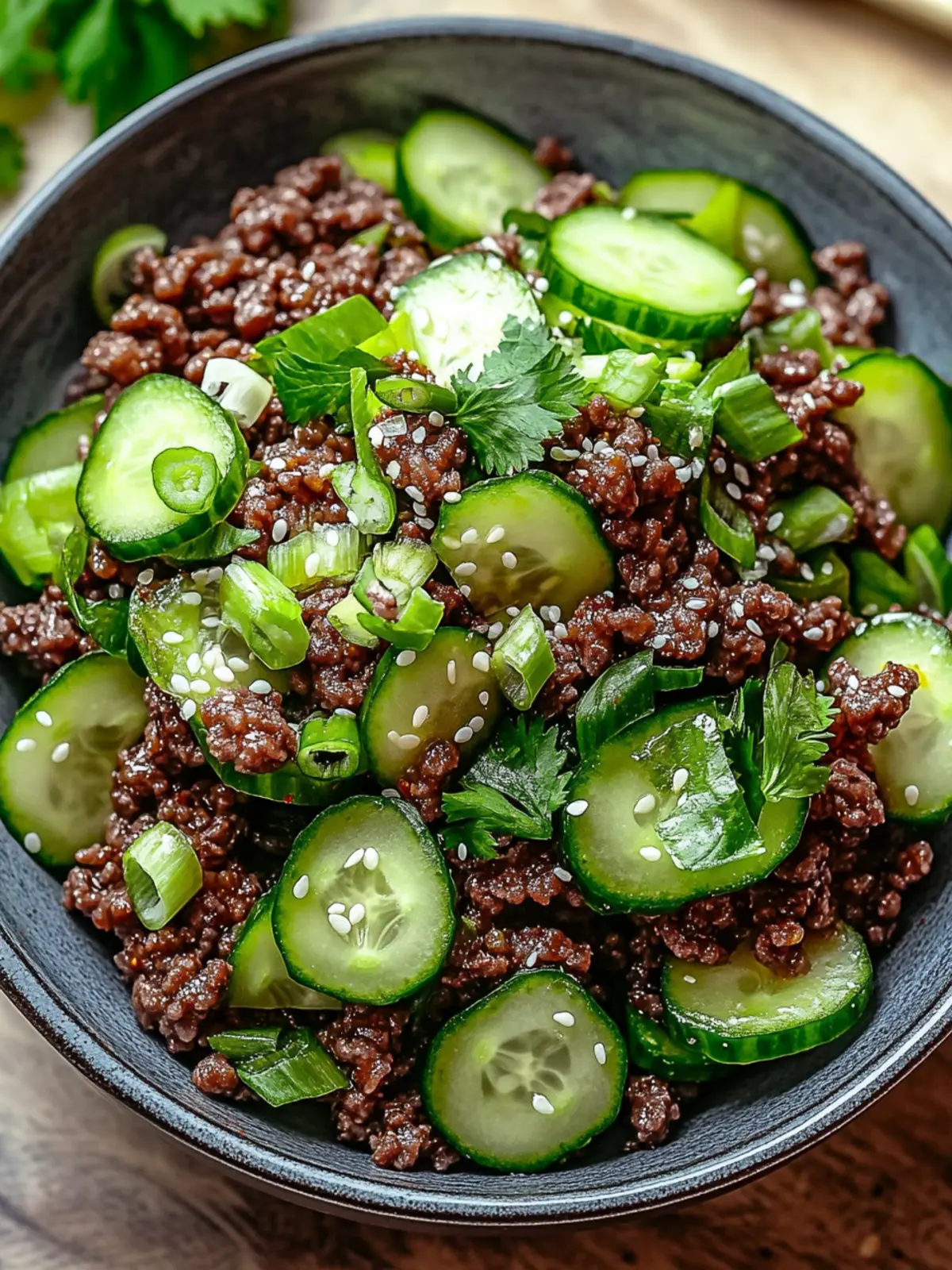 Irresistible Spicy Keto Korean Ground Beef & Cucumber Salad Delight 2 Irresistible Spicy Keto Korean Ground Beef & Cucumber Salad
