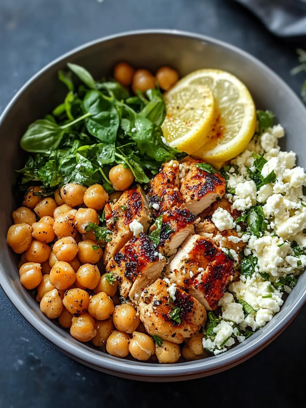 Lemon-Herb Chicken Bowl with Chickpeas & Feta in 30 Minutes 4 Lemon-Herb Chicken Bowl with Chickpeas & Feta