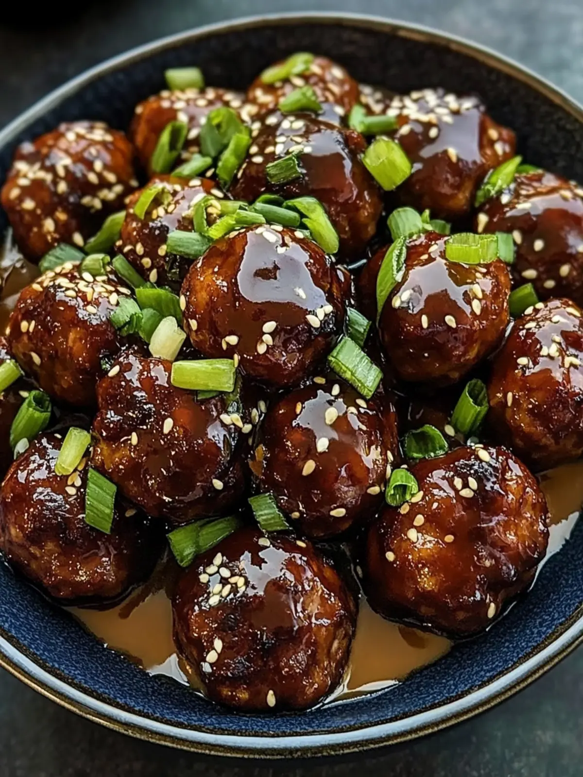 Savory Sticky Hoisin Meatballs with Zesty Scallion Sauce 5 Sticky Hoisin Meatballs with Scallion Sauce