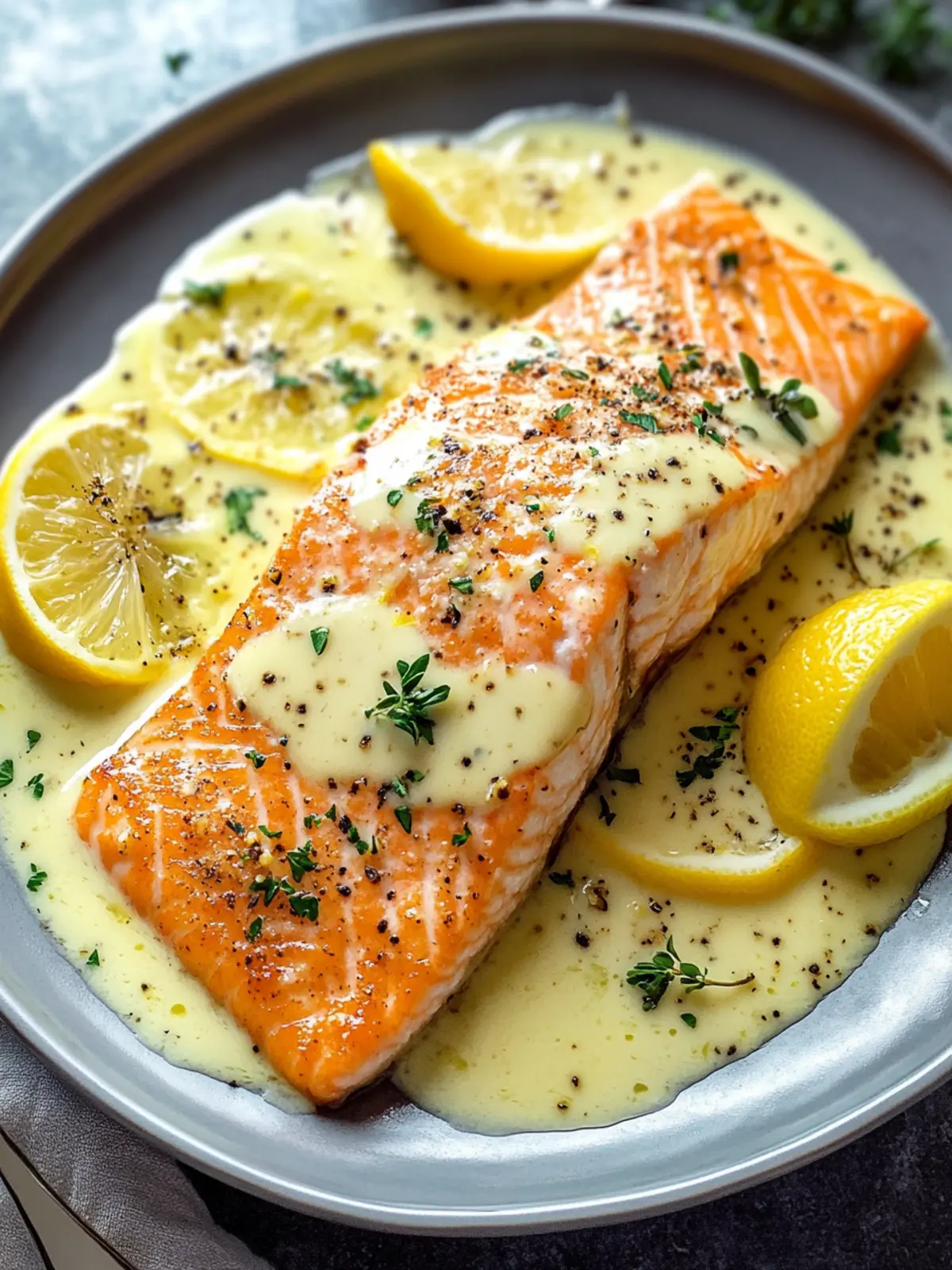 Baked Salmon with Lemon Butter Cream Sauce for Easy Elegance 2 Baked Salmon with Lemon Butter Cream Sauce