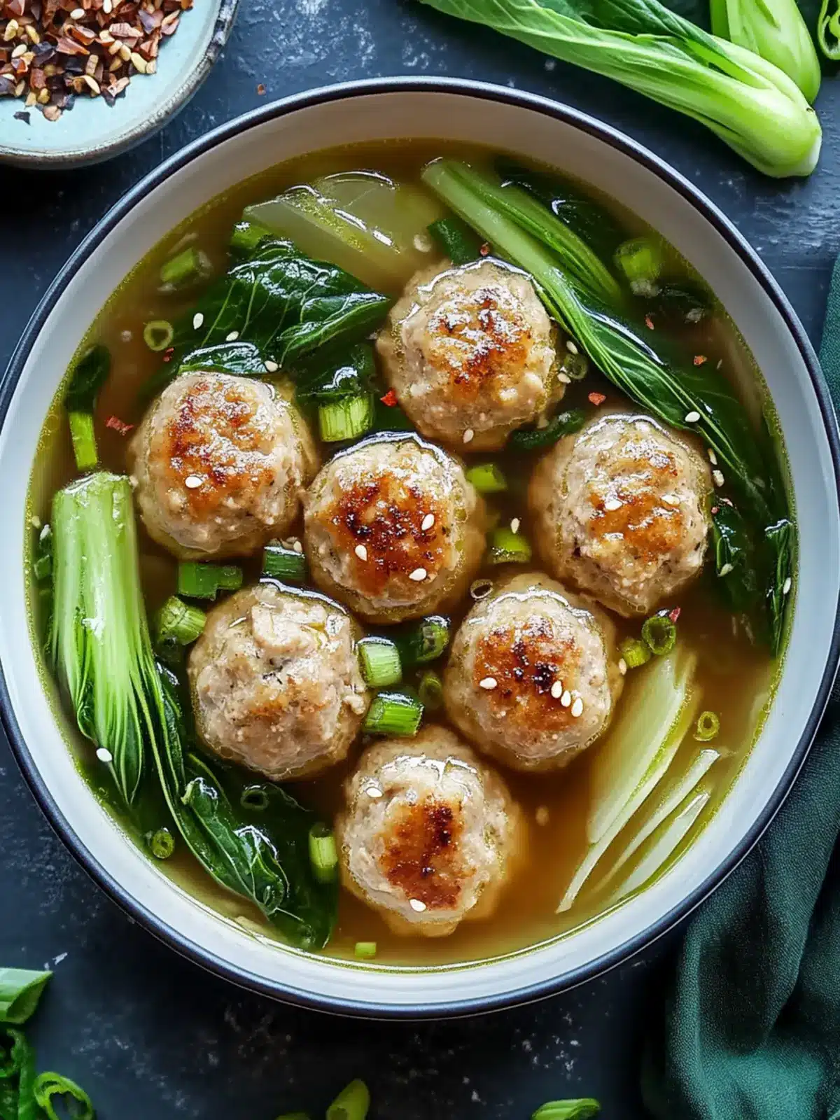 Ginger Chicken Meatball Soup with Bok Choy for Cozy Nights 2 Ginger Chicken Meatball Soup with Bok Choy