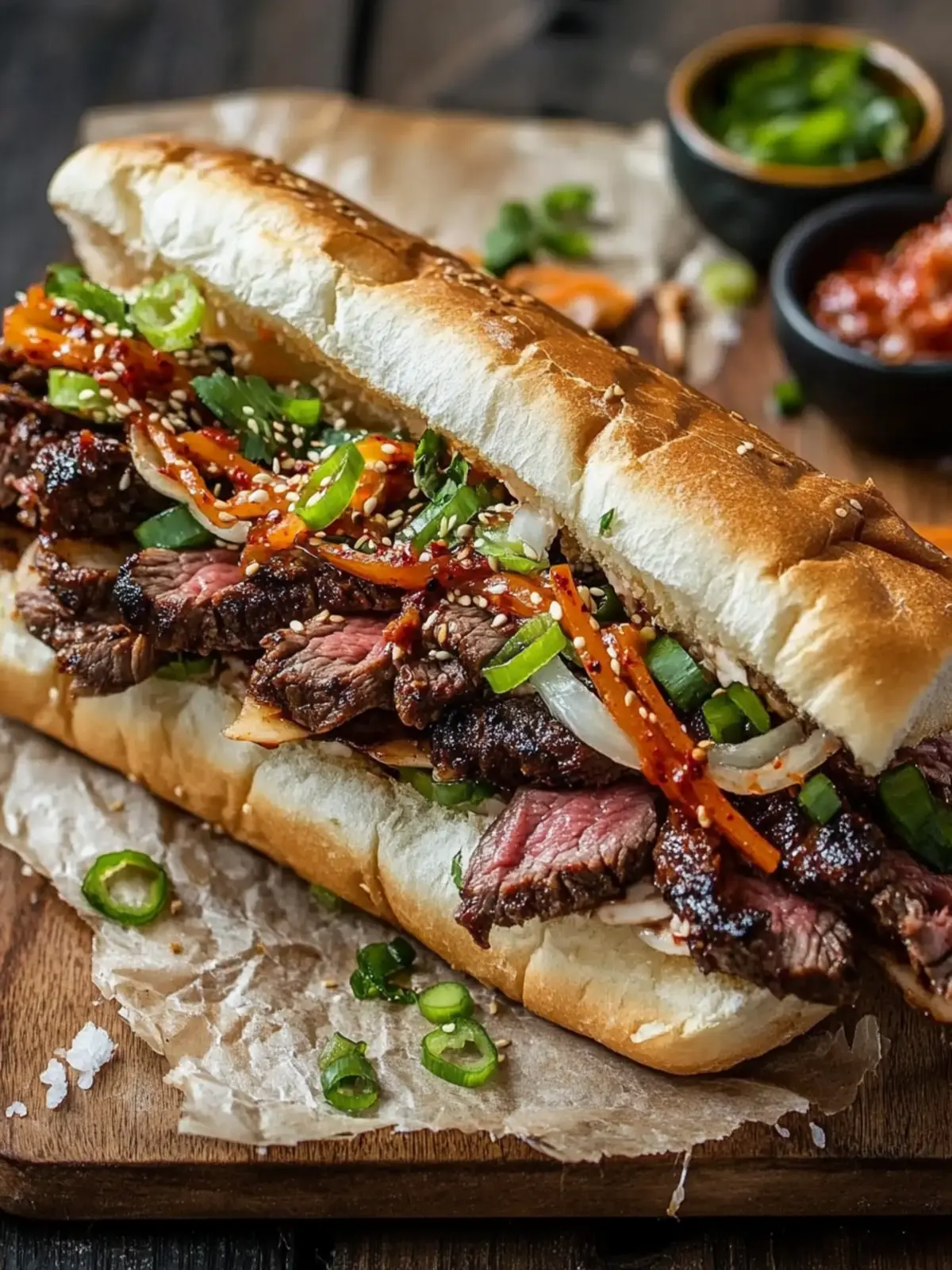 Korean Steak Sandwich Bliss: Savory Spicy Comfort Food 2 Korean Steak Sandwich