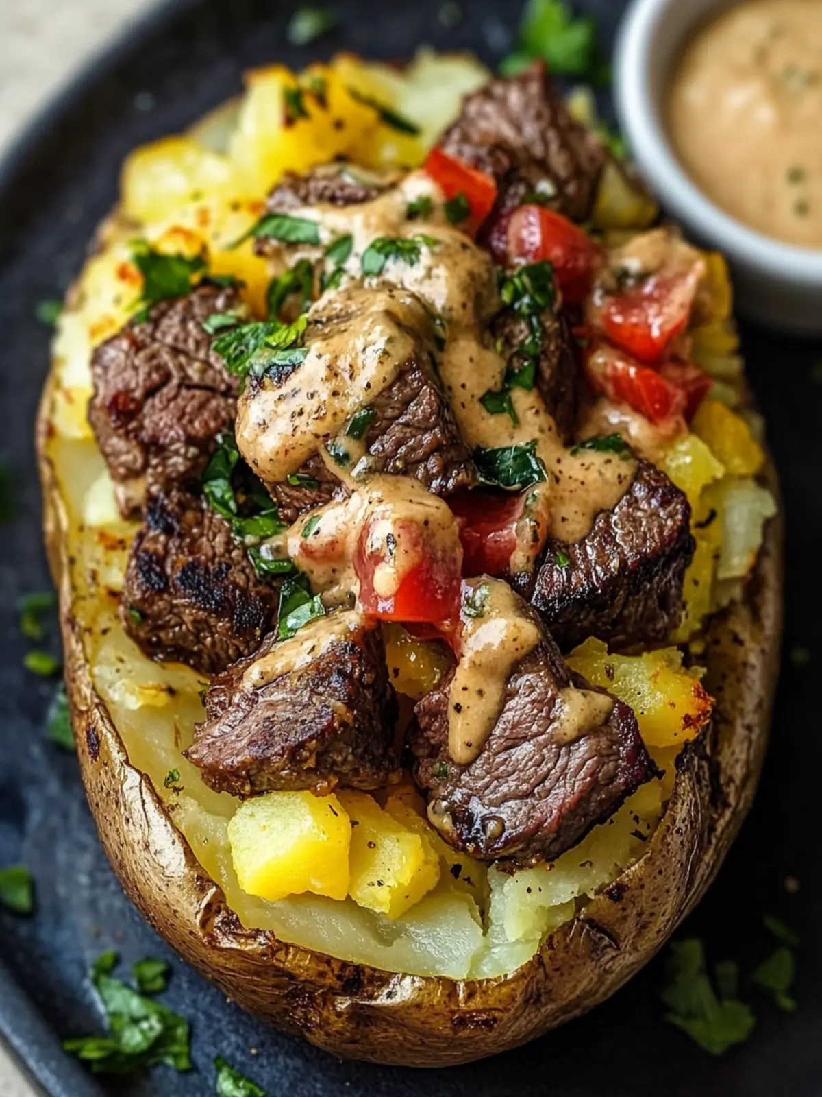 Loaded Baked Potato with Steak Bites for Ultimate Comfort Food 4 Loaded Baked Potato with Steak Bites