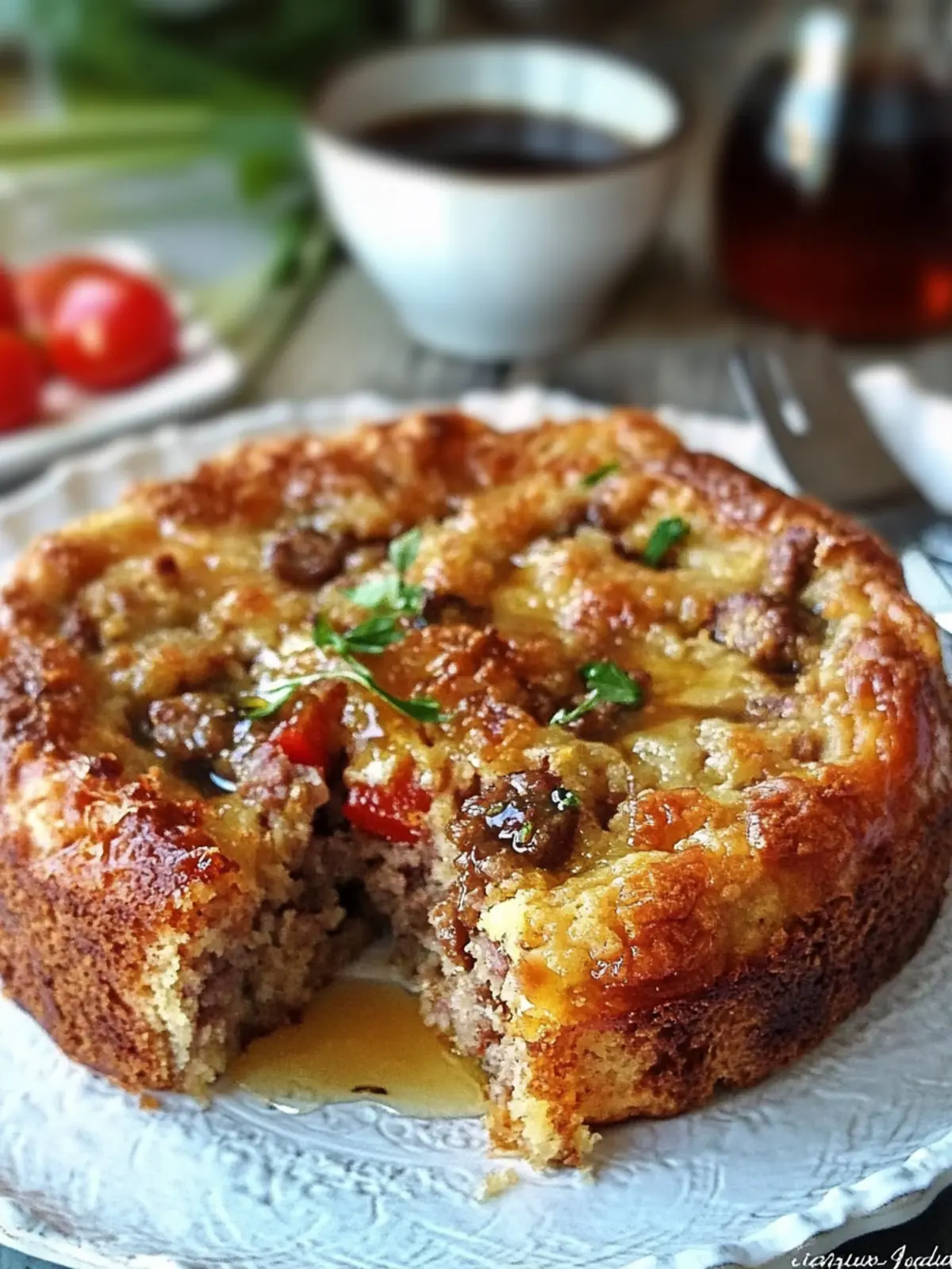 Savory Sausage Breakfast Cake with Hot Maple Syrup Delight 2 Savory Sausage Breakfast Cake with Hot Maple Syrup