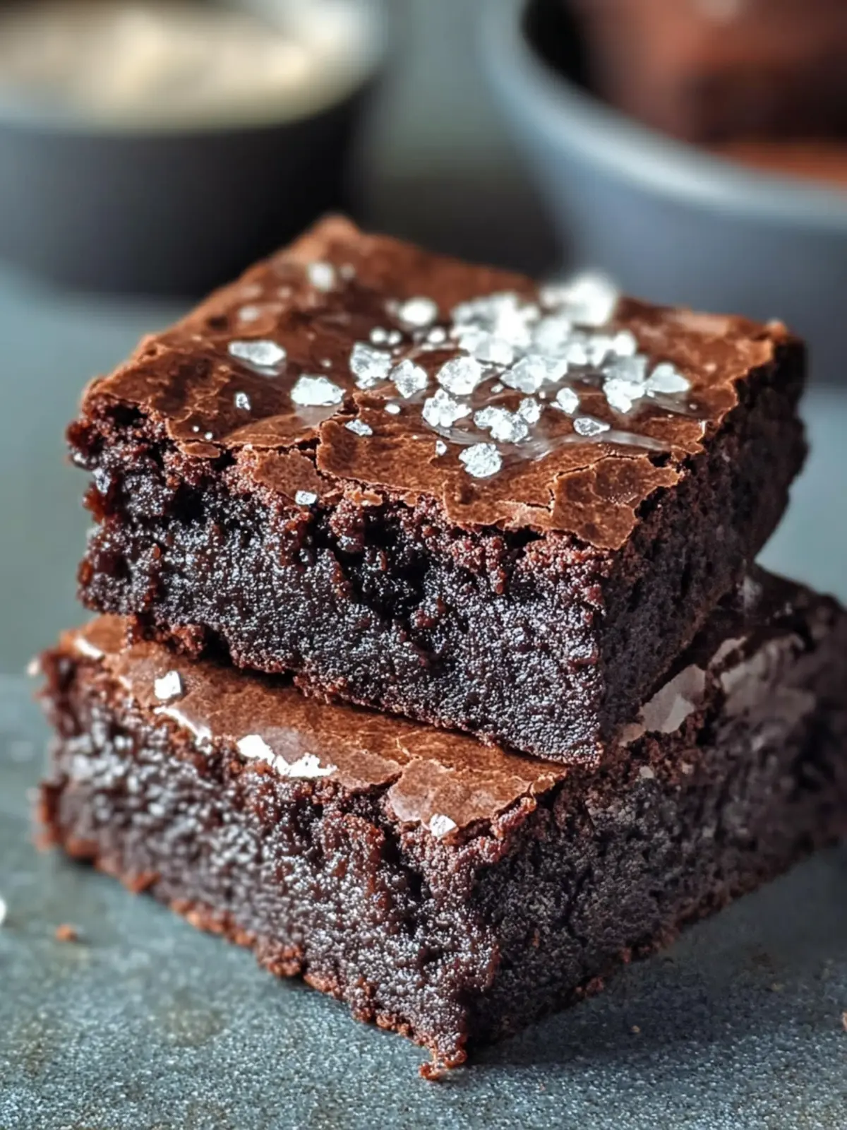 Fudgy Sourdough Discard Brownies Topped with Sea Salt Bliss 2 Sourdough Discard Brownies Sea Salt