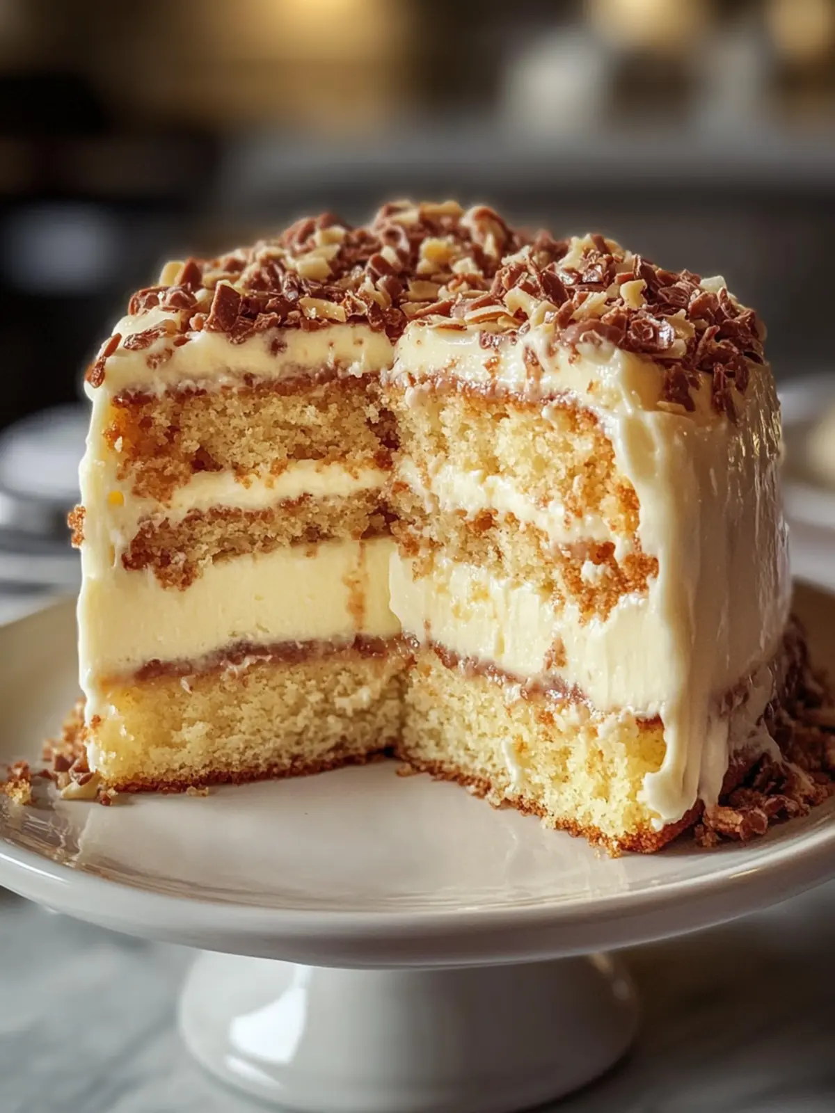 Decadent White German Chocolate Cake with Cheesecake Center 5 White German Chocolate Cake with Cheesecake Center