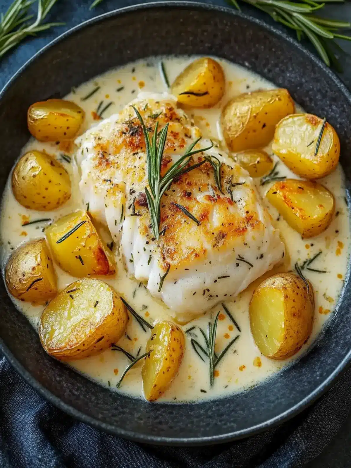 Cod & Potatoes in Rosemary Cream Sauce for Comforting Dinners 2 Cod & Potatoes in Rosemary Cream Sauce