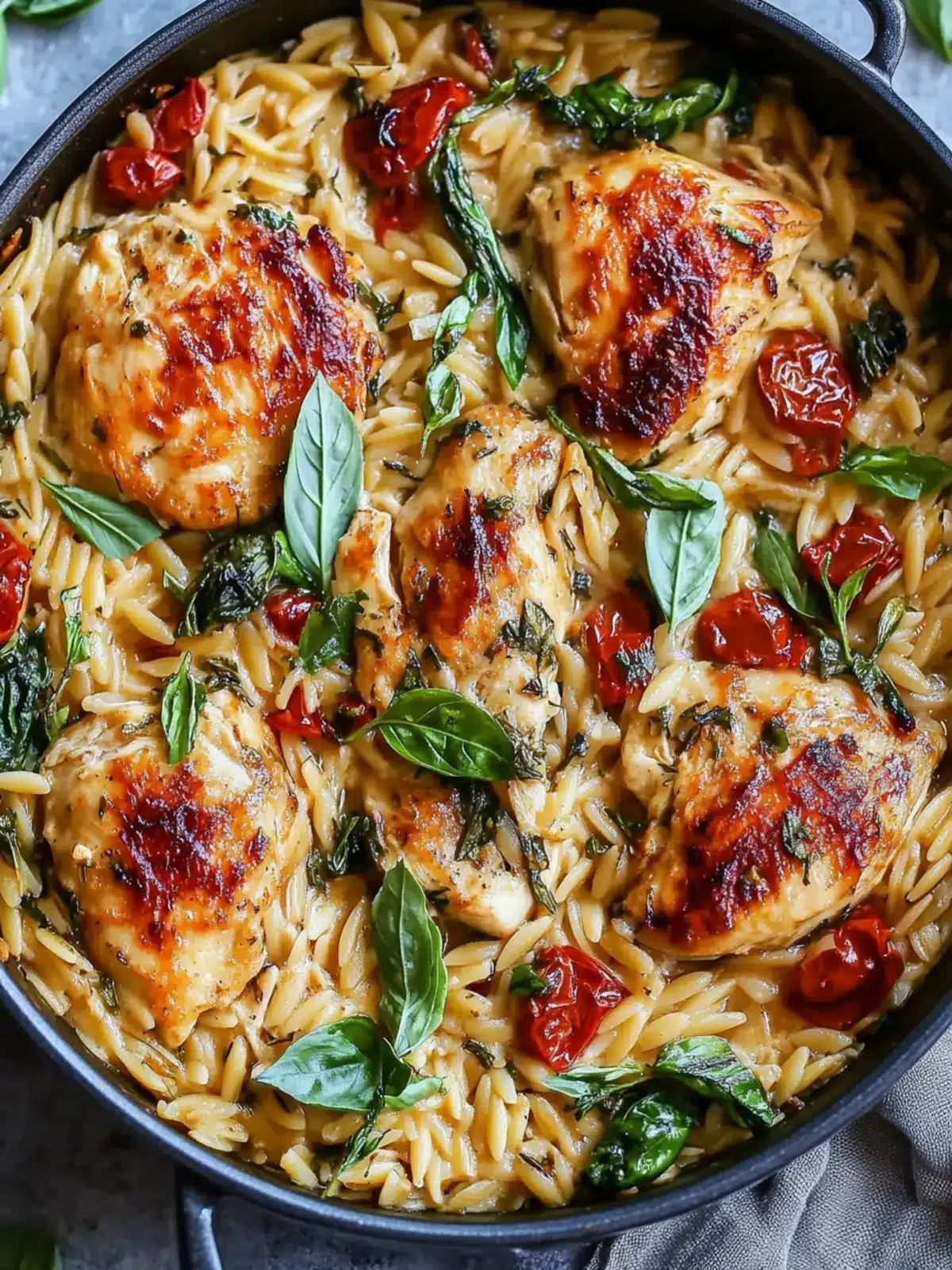 Dump and Bake Tuscan Chicken Orzo: A Cozy Dinner Delight 5 Dump and Bake Tuscan Chicken Orzo