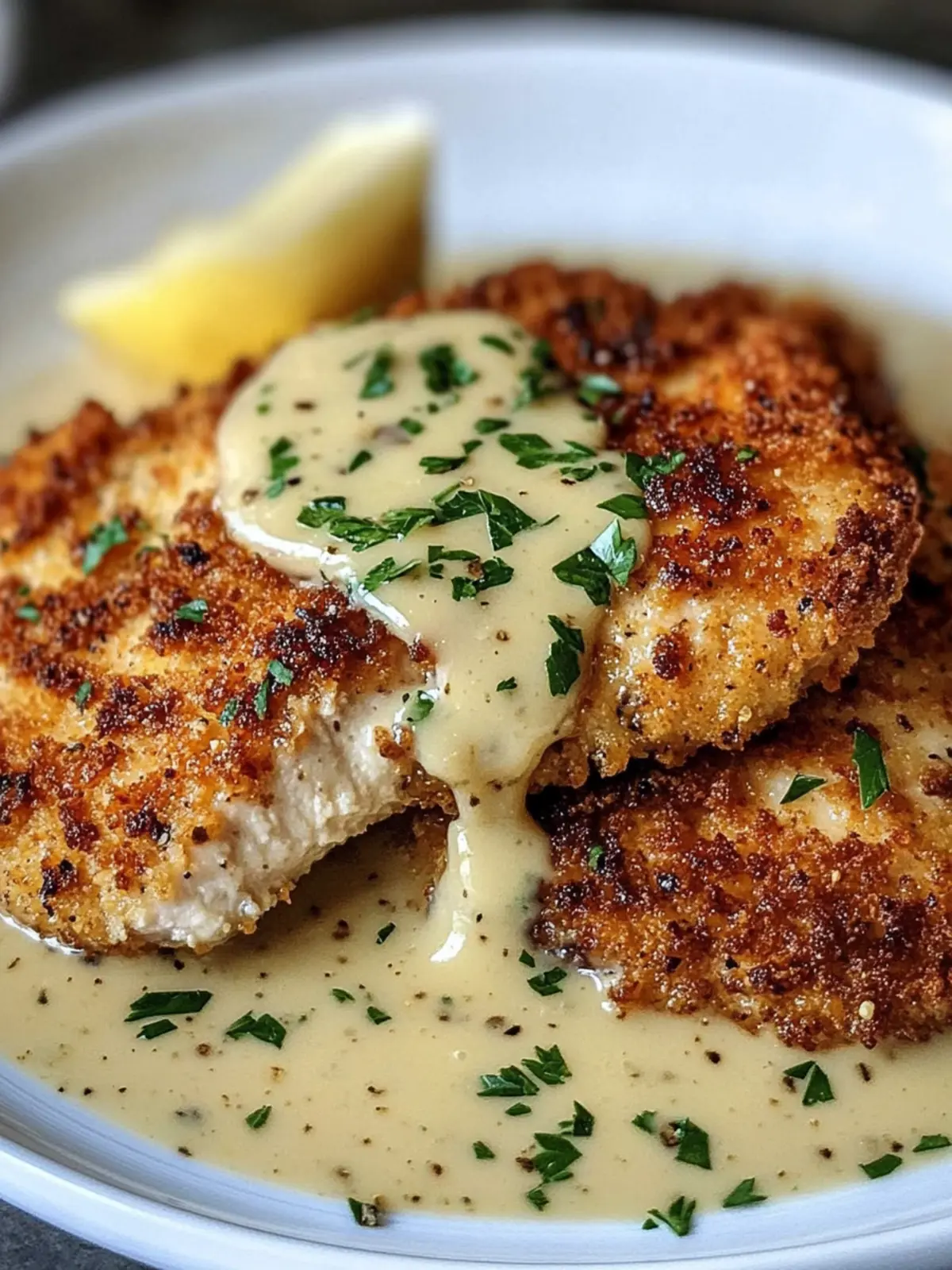 Indulge in Creamy Parmesan Crusted Chicken with Garlic Sauce 4 Creamy Parmesan Crusted Chicken with Garlic Sauce