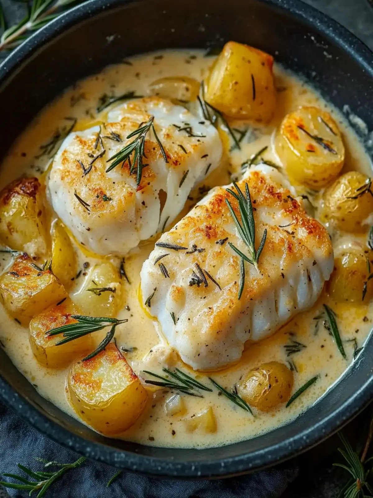 Cod & Potatoes in Rosemary Cream Sauce for Comforting Dinners 4 Cod & Potatoes in Rosemary Cream Sauce