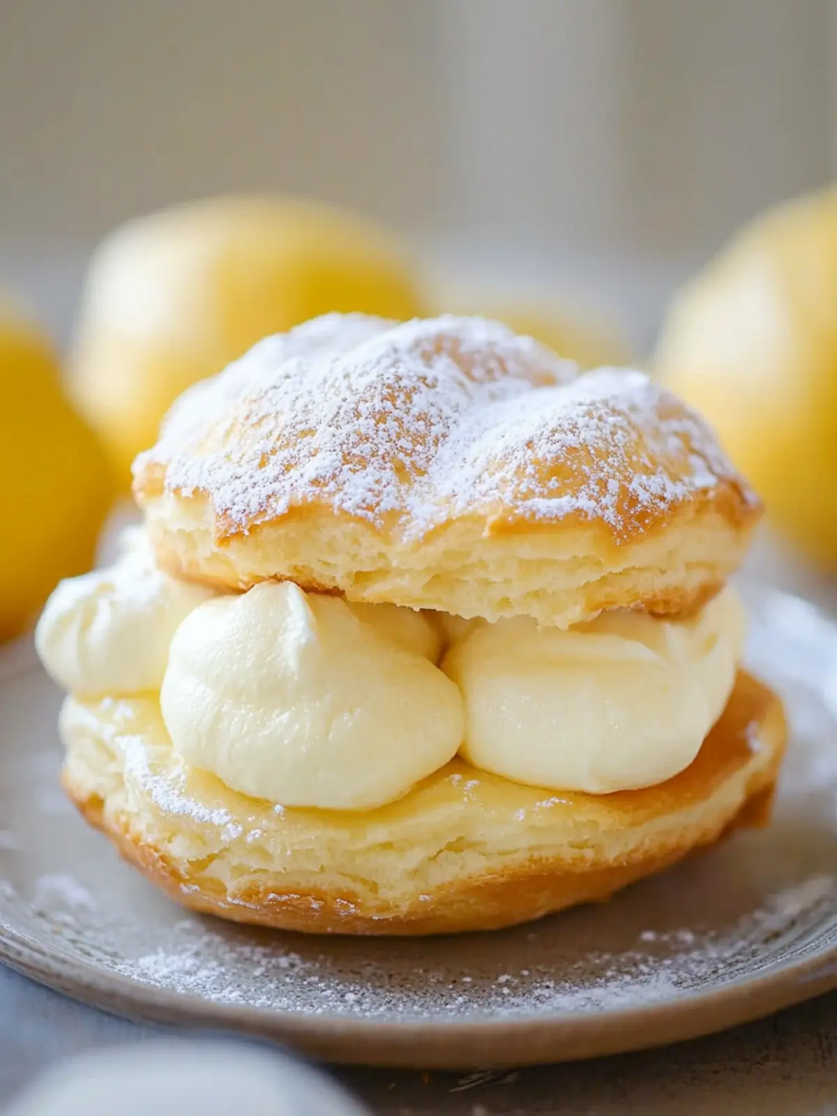 Irresistible Lemon Cream Puffs with Zesty Lemon Filling 3 Lemon cream puffs with lemon fillings
