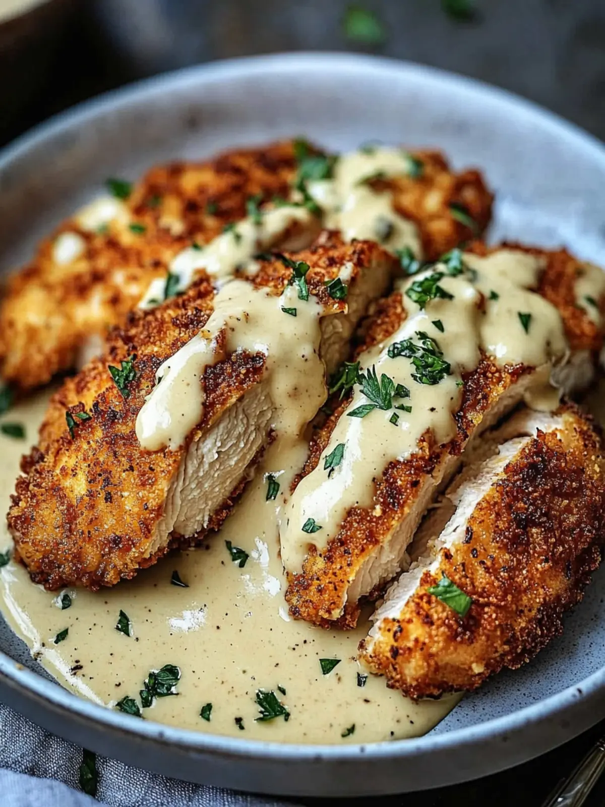 Indulge in Creamy Parmesan Crusted Chicken with Garlic Sauce 3 Creamy Parmesan Crusted Chicken with Garlic Sauce