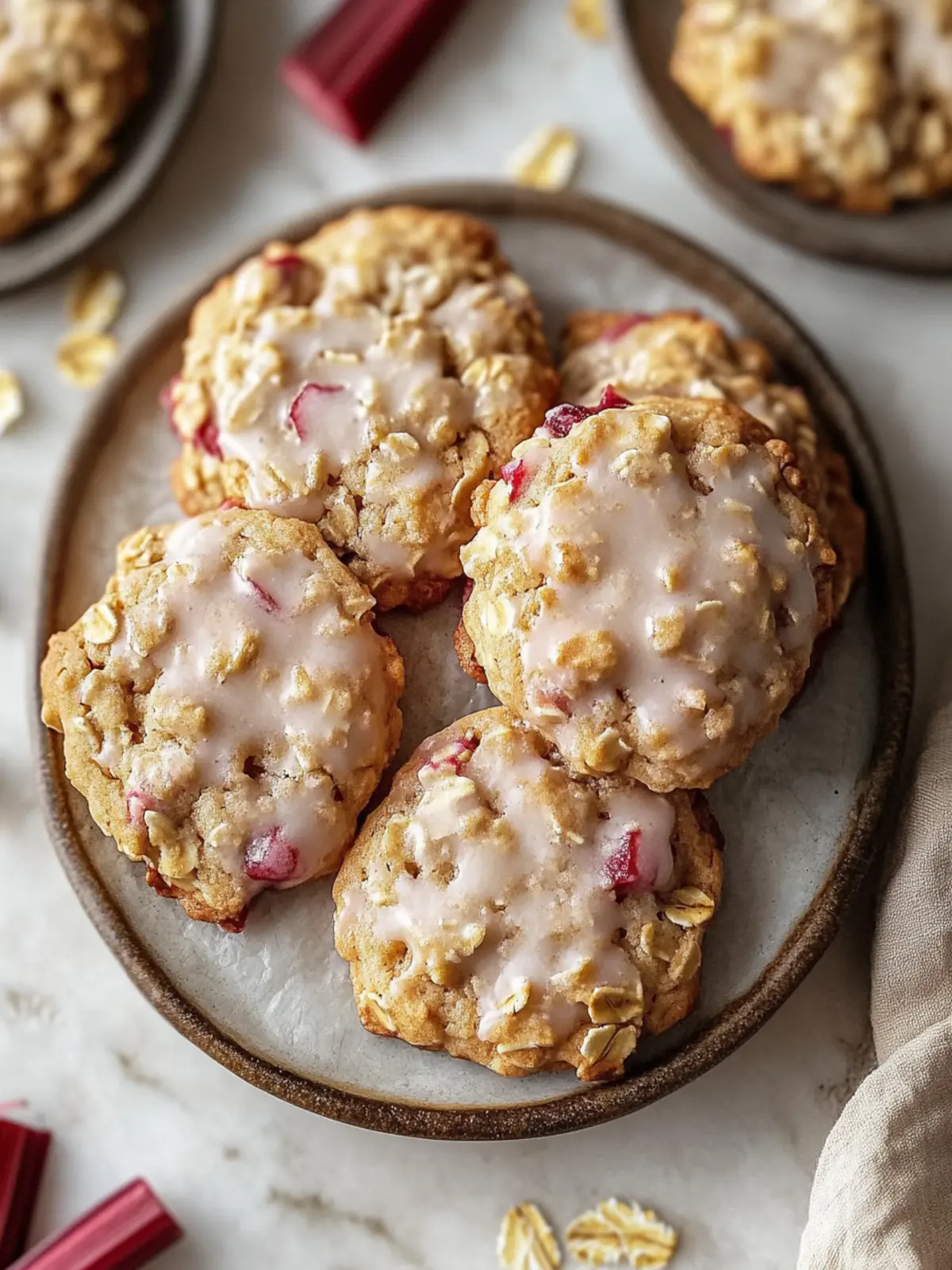 Iced Rhubarb Oatmeal Cookies That Spark Spring Joy 4 Iced Rhubarb Oatmeal Cookies