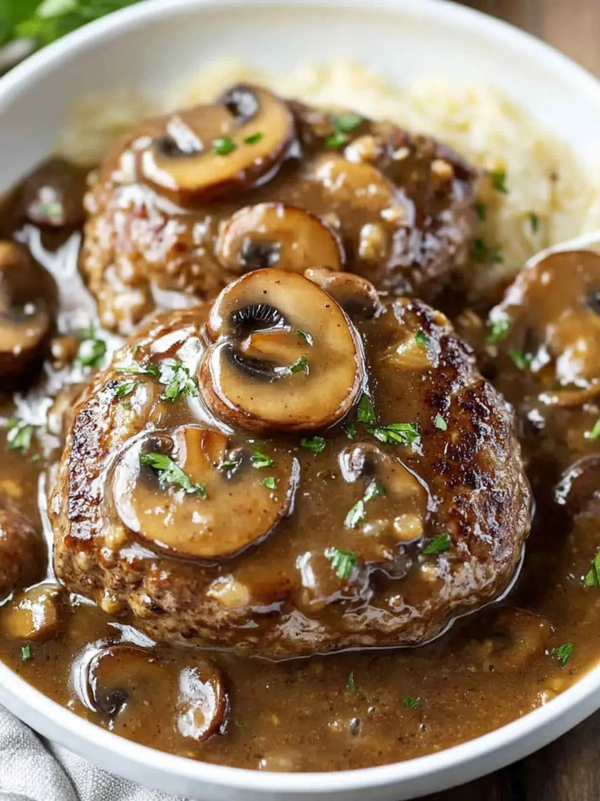 Salisbury Steak with Mushroom Gravy for Comfort Food Fans 3 Salisbury Steak (with Mushroom Gravy!)