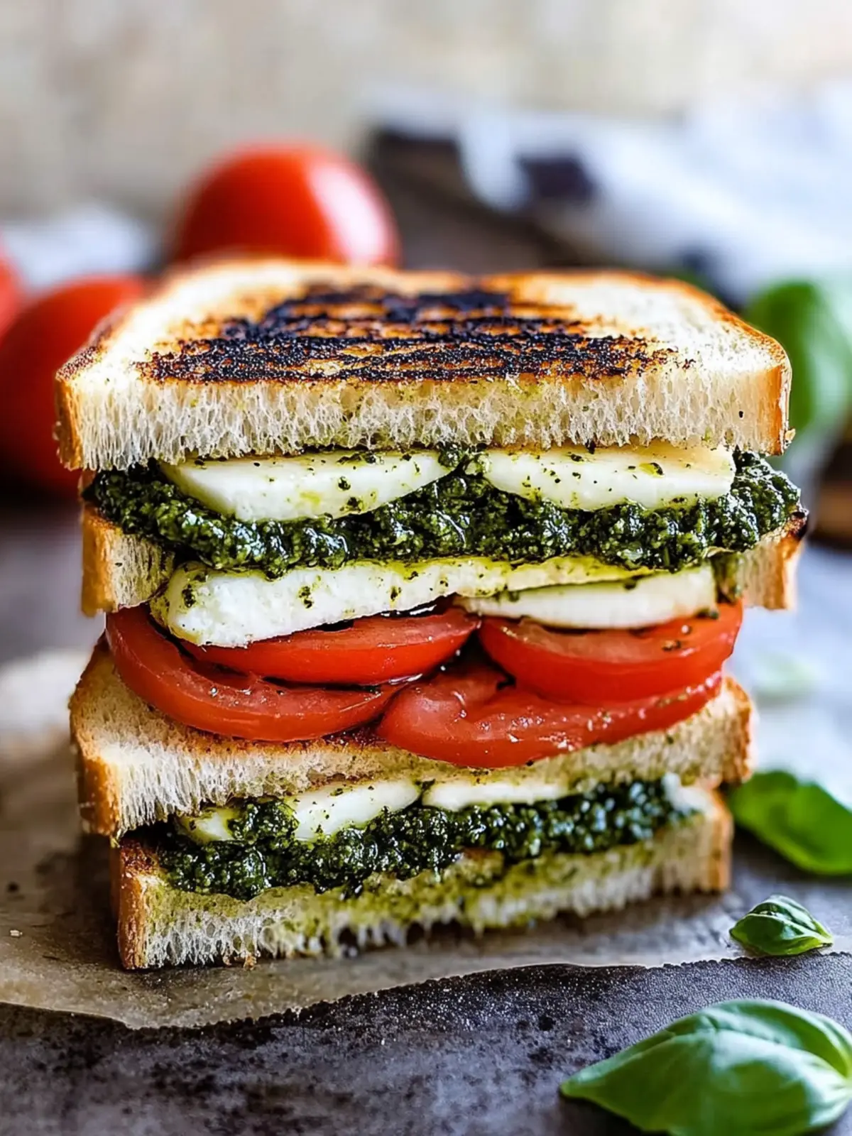 Italian Caprese Sandwich With Basil Pesto: Fresh & Flavorful Delight 4 Italian Caprese Sandwich With Basil Pesto