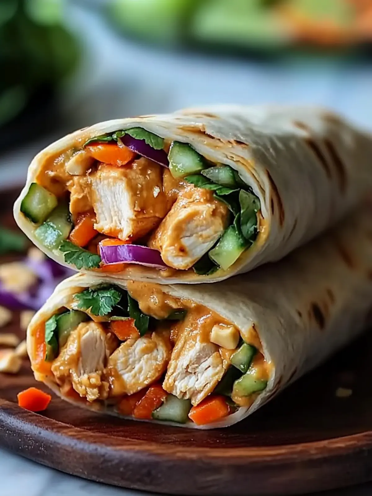 Savory Thai Peanut Chicken Wraps You Can Make in 15 Minutes 3 Thai Peanut Chicken Wraps: A Delicious, Easy Recipe!