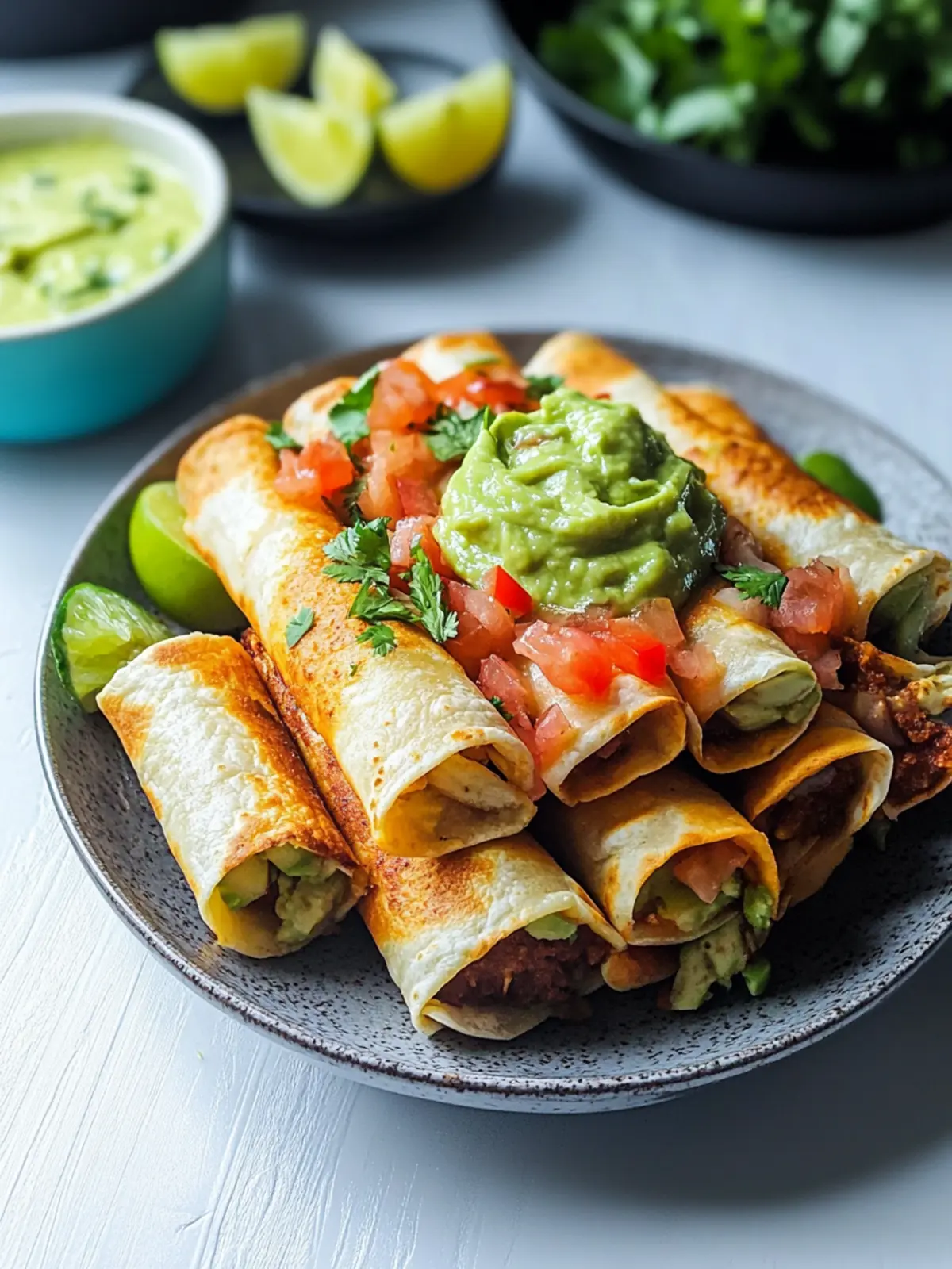 Baked Vegan Taquitos with Avocado Cilantro Lime Dip Delight 4 Baked Vegan Taquitos with Avocado Cilantro Lime Dip