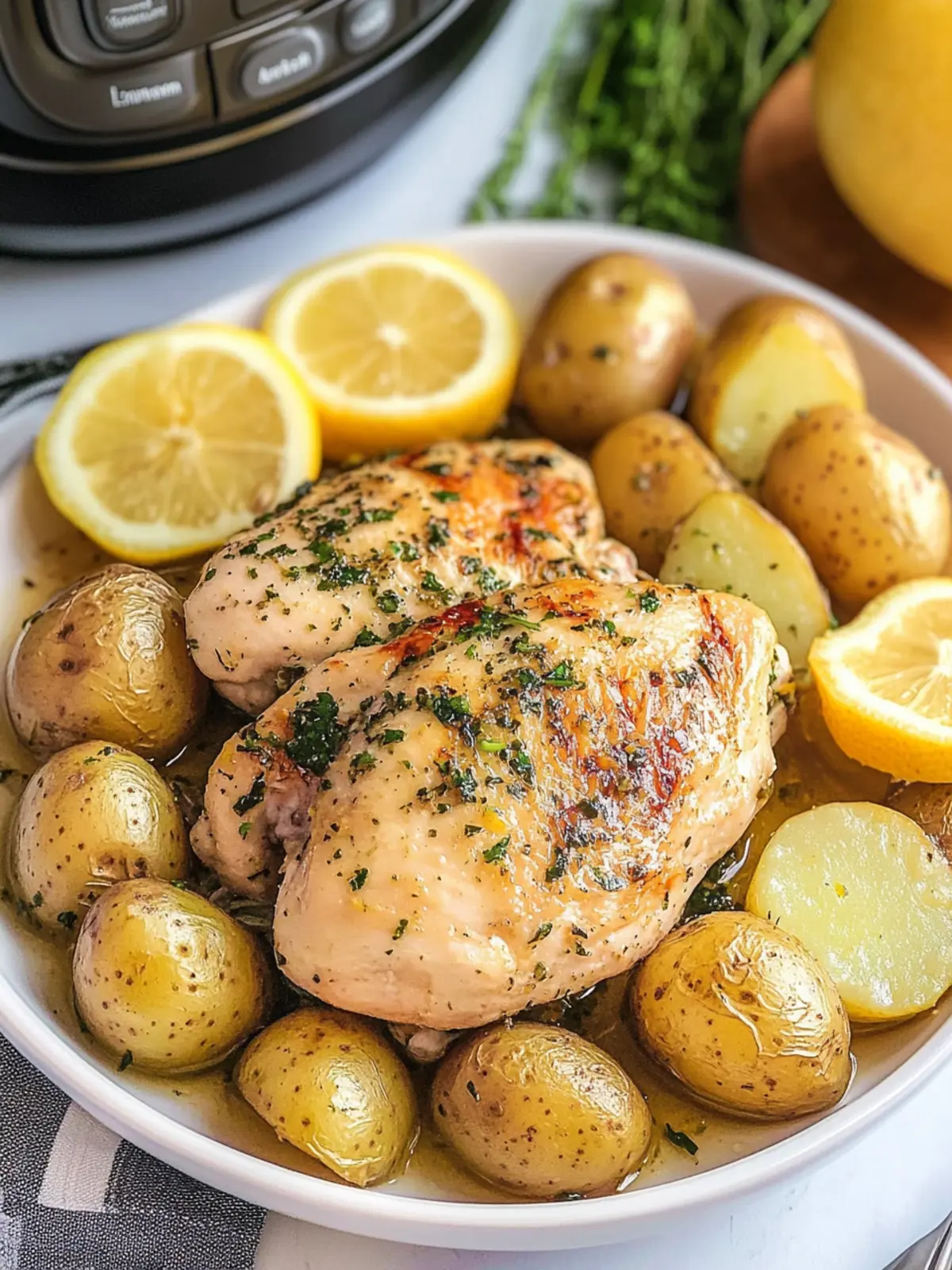 Lemon Garlic Instant Pot Chicken and Potatoes for Busy Nights 2 Lemon Garlic Instant Pot Chicken and Potatoes