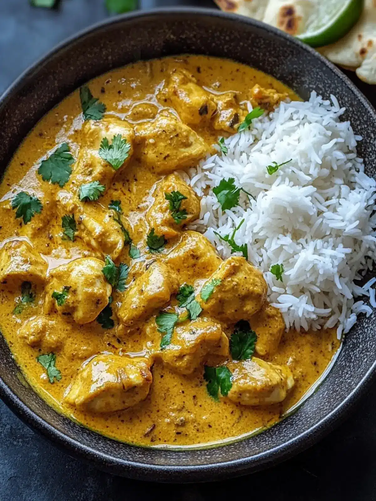 Creamy Easy Homemade Chicken Korma with Rice or Flatbread 2 Easy Homemade Chicken Korma with Flatbread or Rice