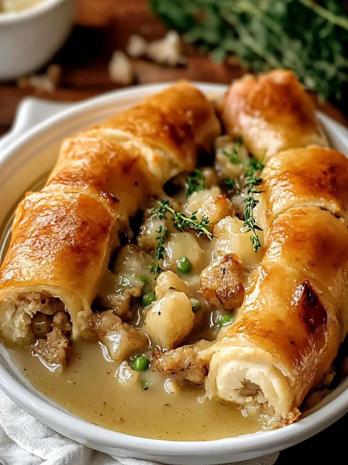 Savory Stuffing Roll Ups with Creamy Gravy for Cozy Nights 2 Savory Stuffing Roll Ups with Creamy Gravy for Cozy Nights
