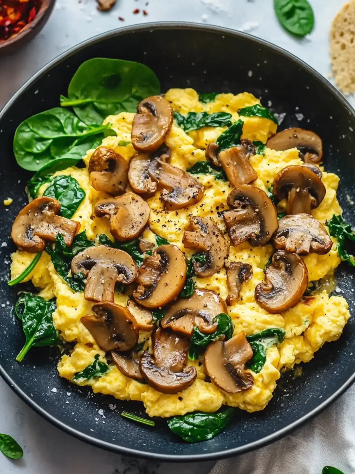 10-Minute Mushroom Spinach Scrambled Eggs for a Protein Boost 3 10-Minute Mushroom Spinach Scrambled Eggs (High-Protein)